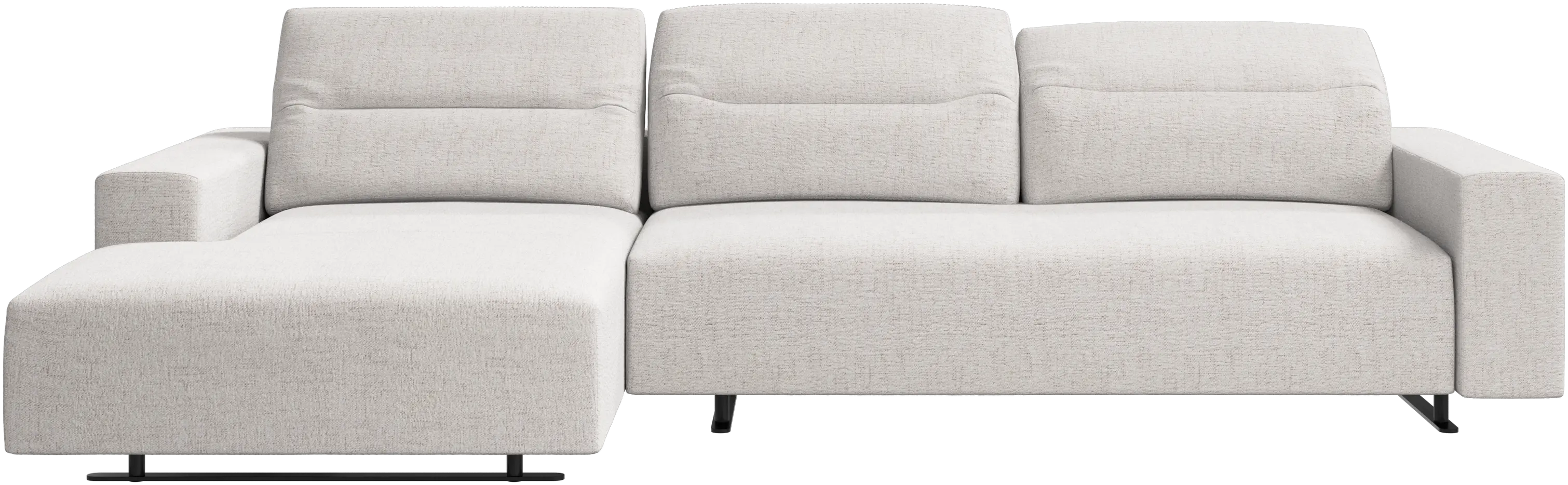 Hampton sofa with adjustable back and resting unit left side, storage right side