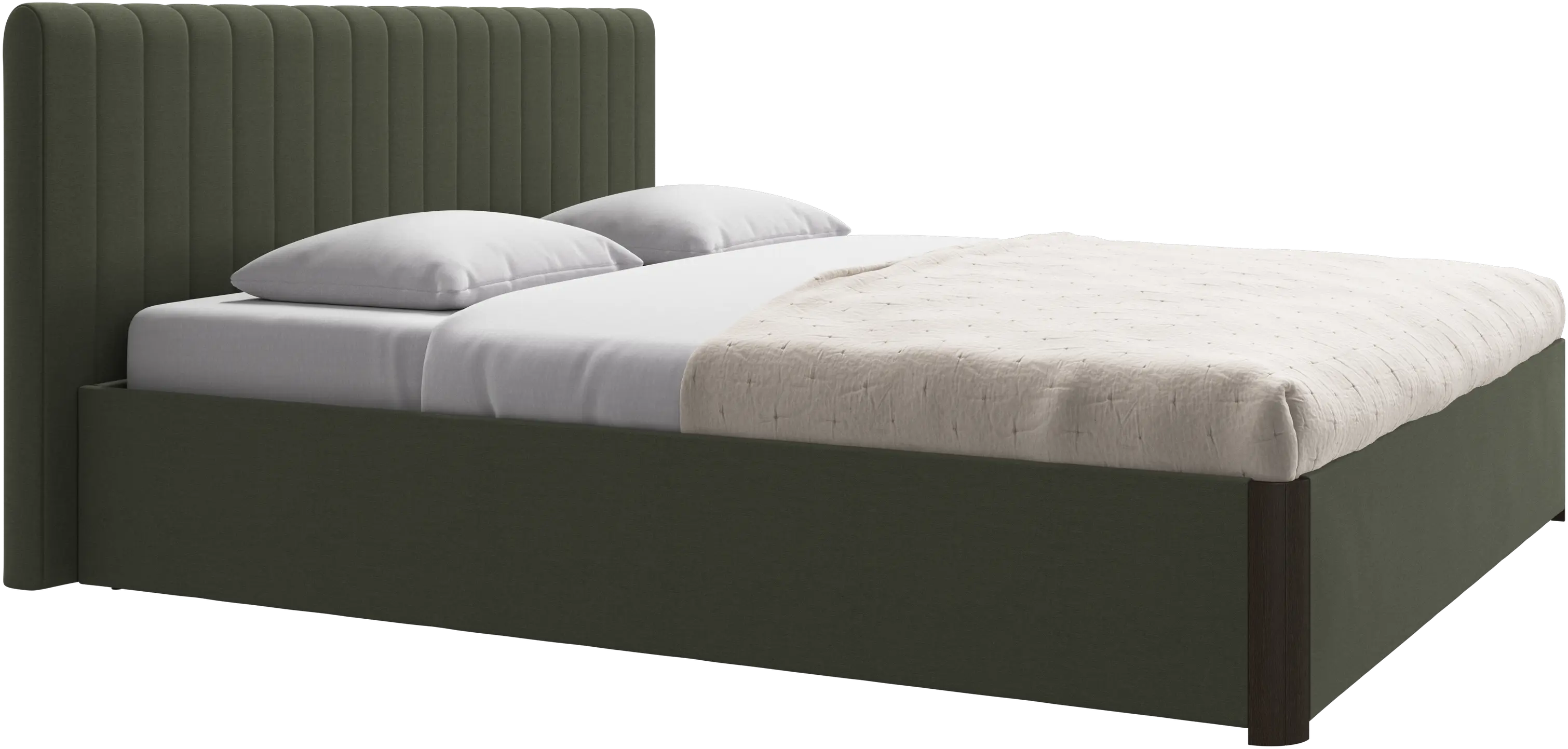 Element bed, bed-mounted headboard, with slats and storage solution, excl. mattress