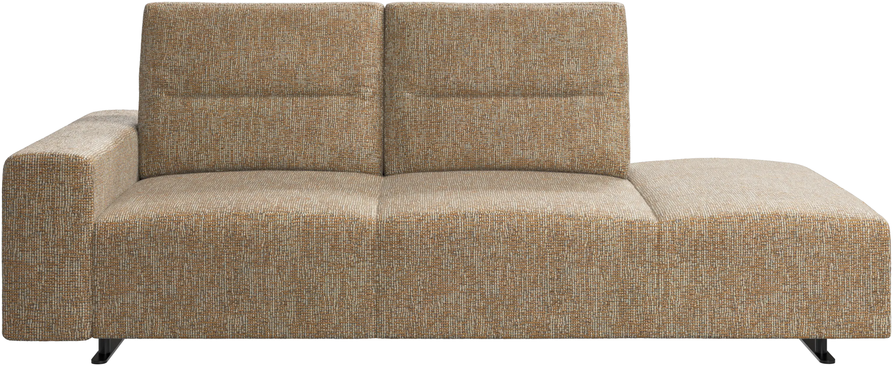 Hampton sofa with adjustable back and lounging unit right side, armrest left