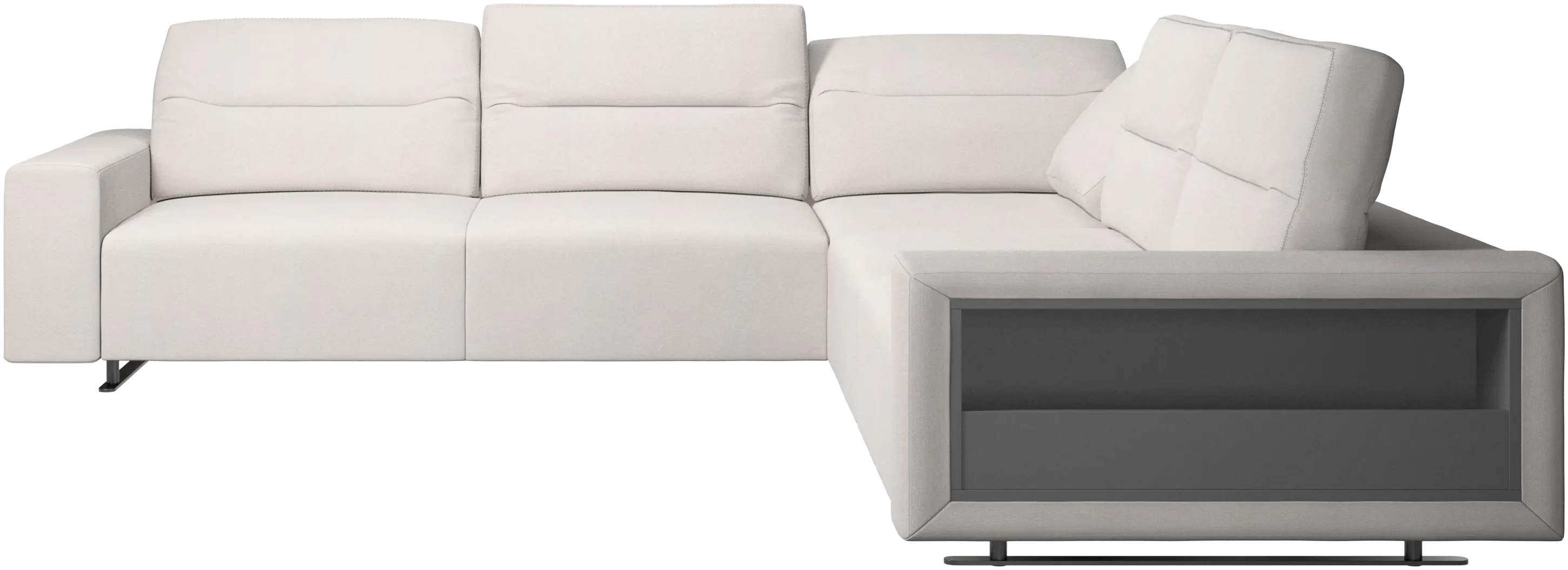 Hampton corner sofa with adjustable back and storage on right side