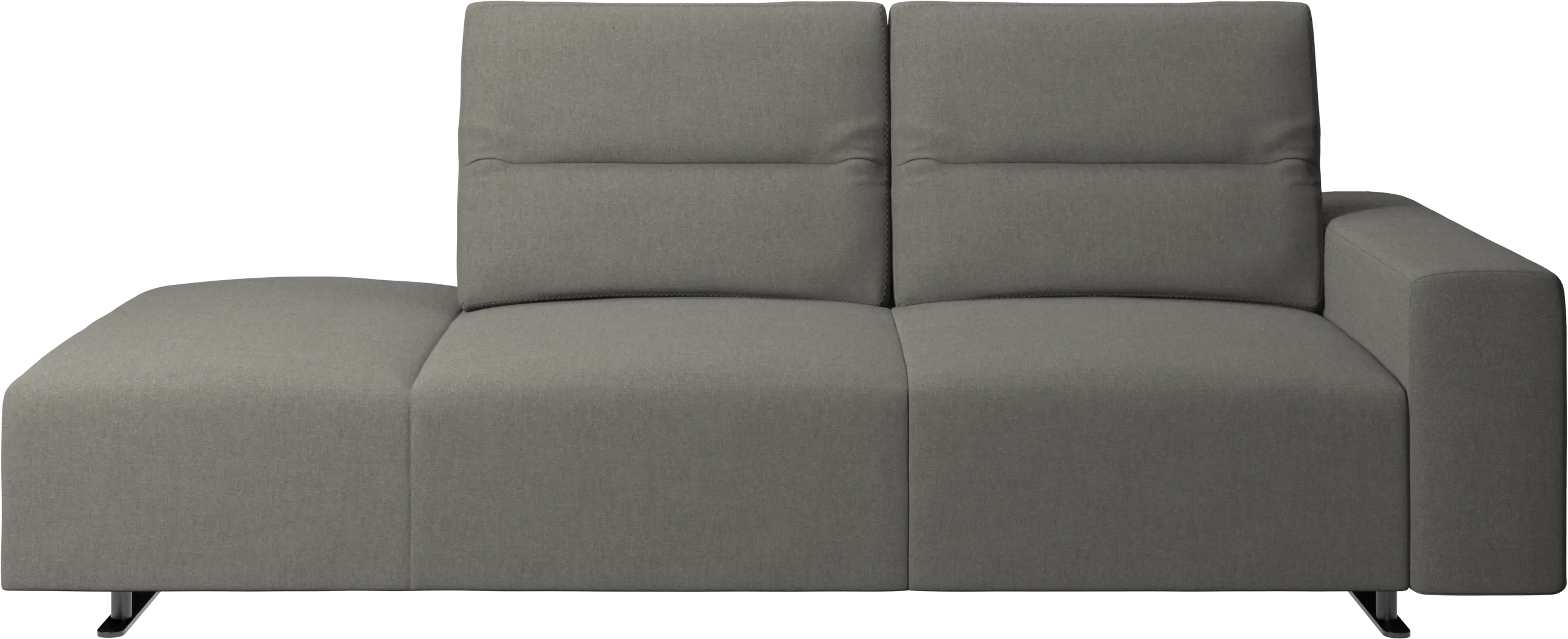 Hampton sofa with adjustable back and lounging unit left side, armrest right
