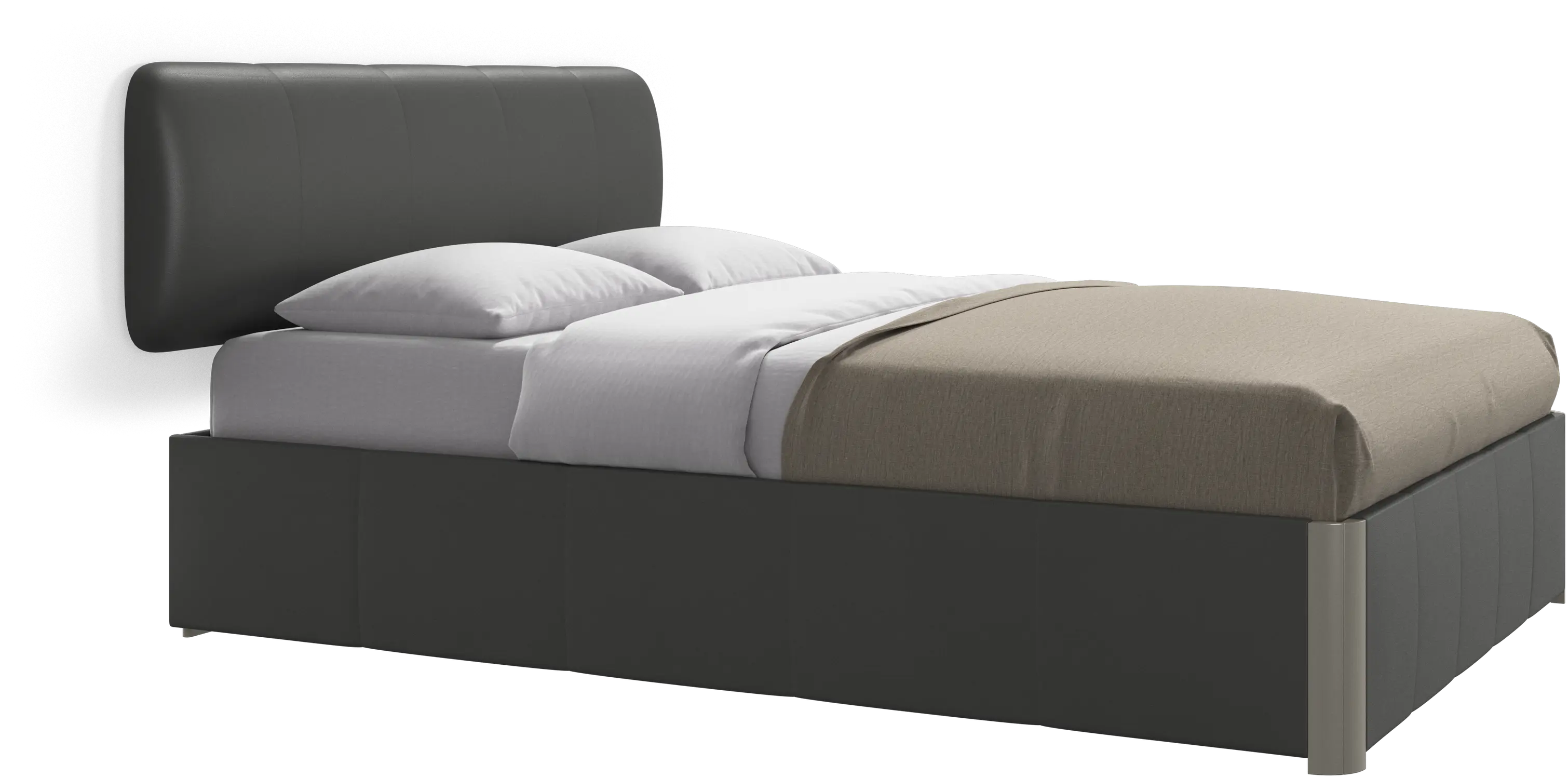 Element bed, wall-mounted headboard, with slats and storage solution, excl. mattress