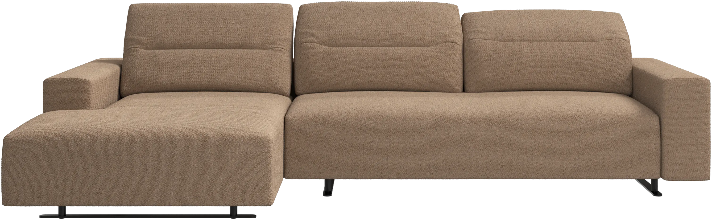 Hampton sofa with adjustable back and resting unit left side, storage right side