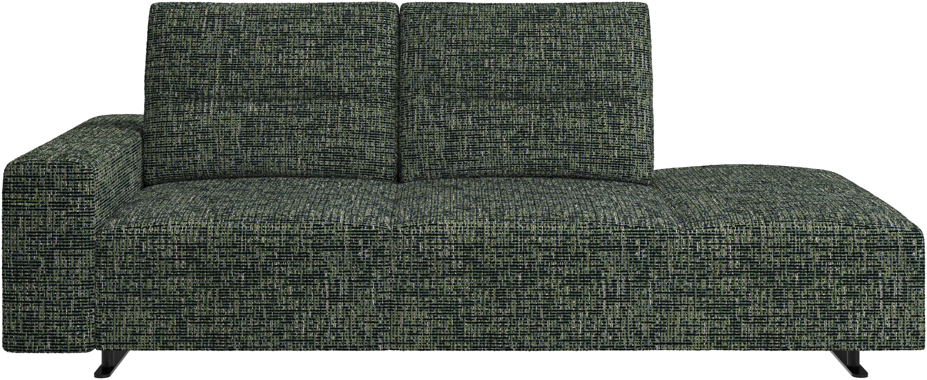 Hampton sofa with adjustable back and lounging unit right side, armrest left