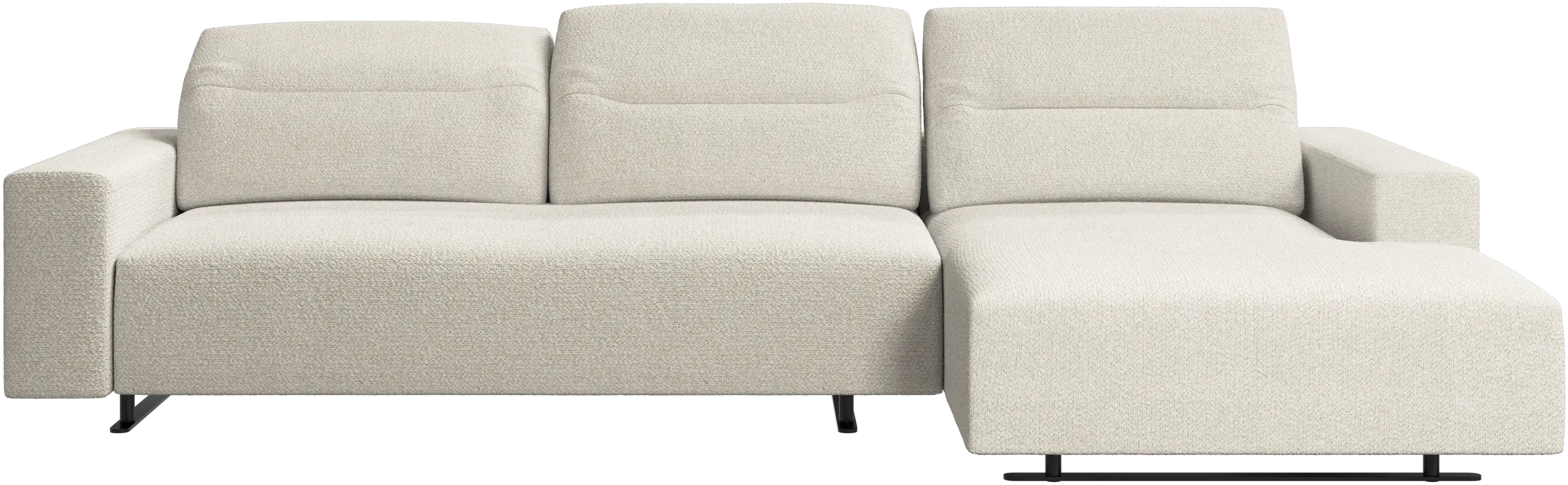 Hampton sofa with adjustable back, resting unit and storage right side