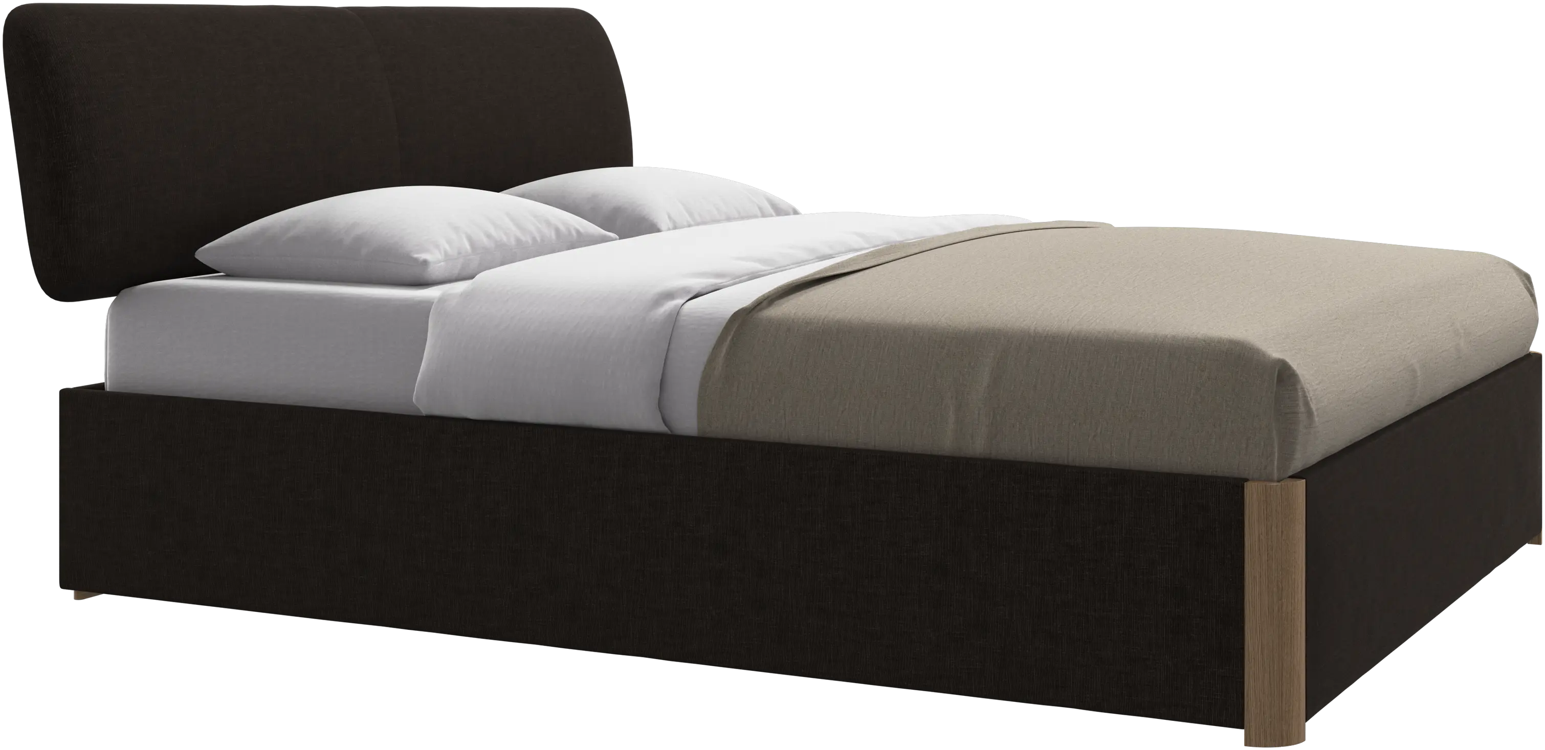 Element lit, tête de lit fixée au lit, avec lattes et solution de stockage, excl. matelas