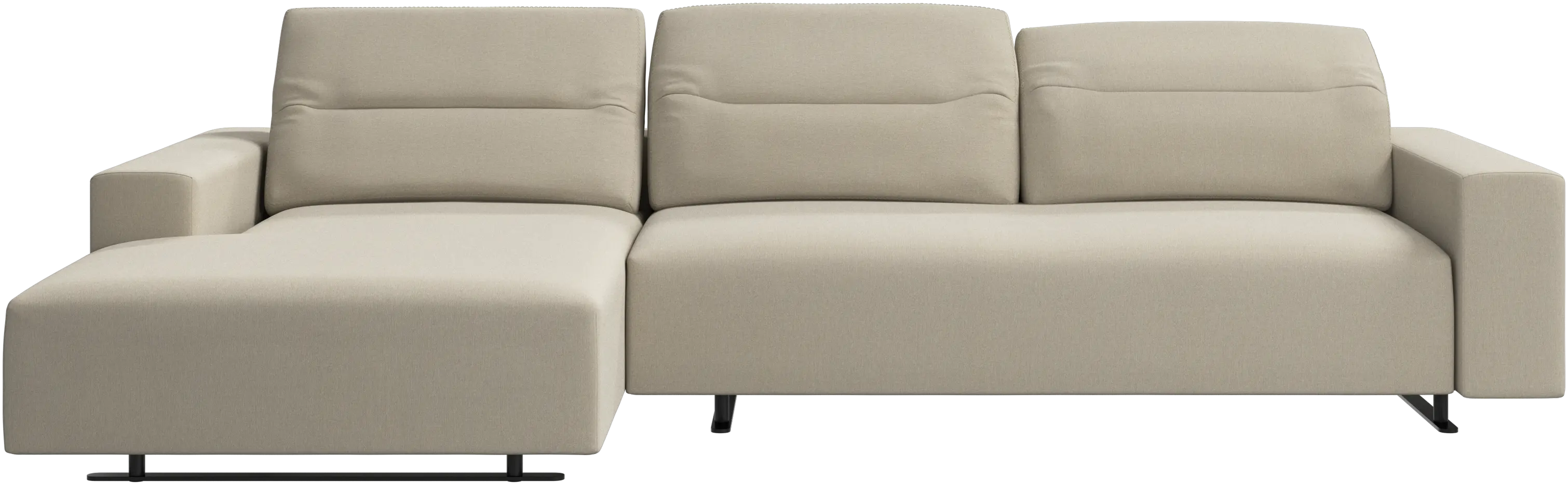 Hampton sofa with adjustable back, resting unit and storage both sides