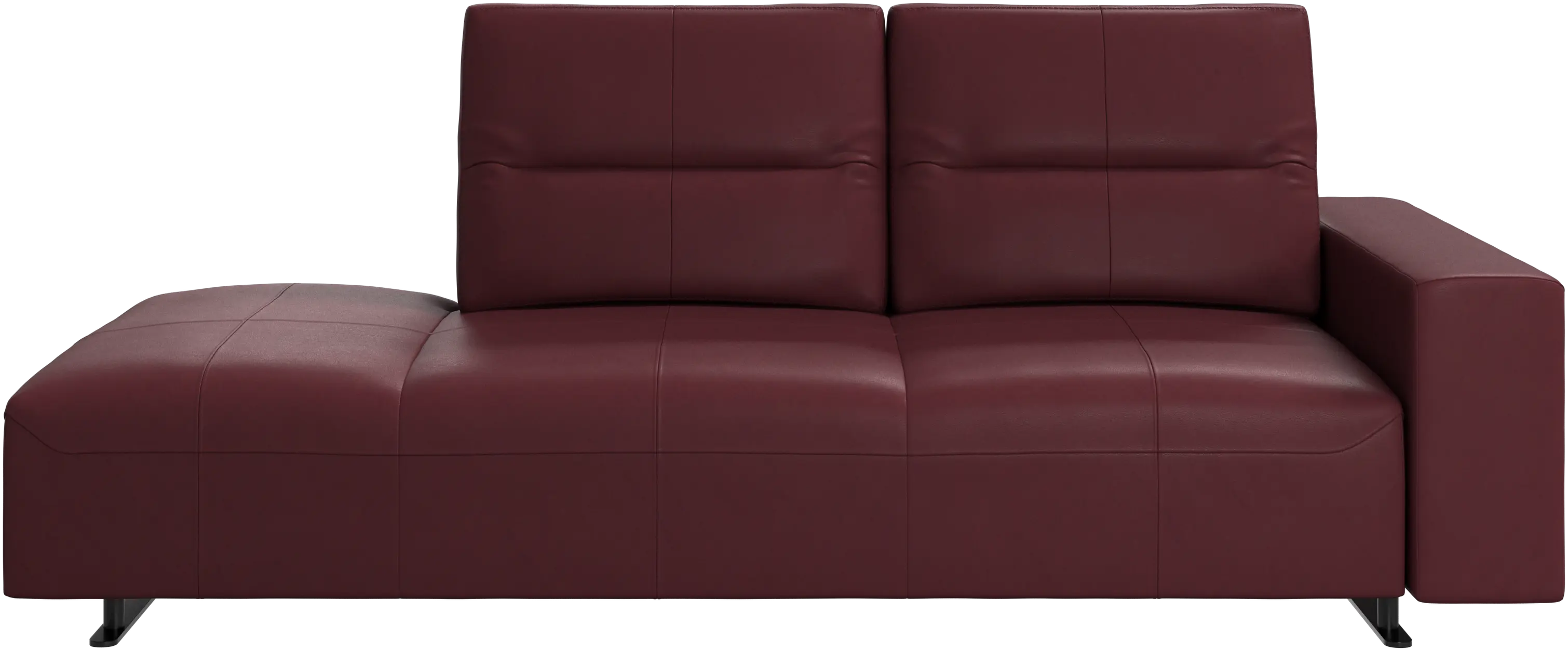 Hampton sofa with adjustable back and lounging unit left side, armrest right