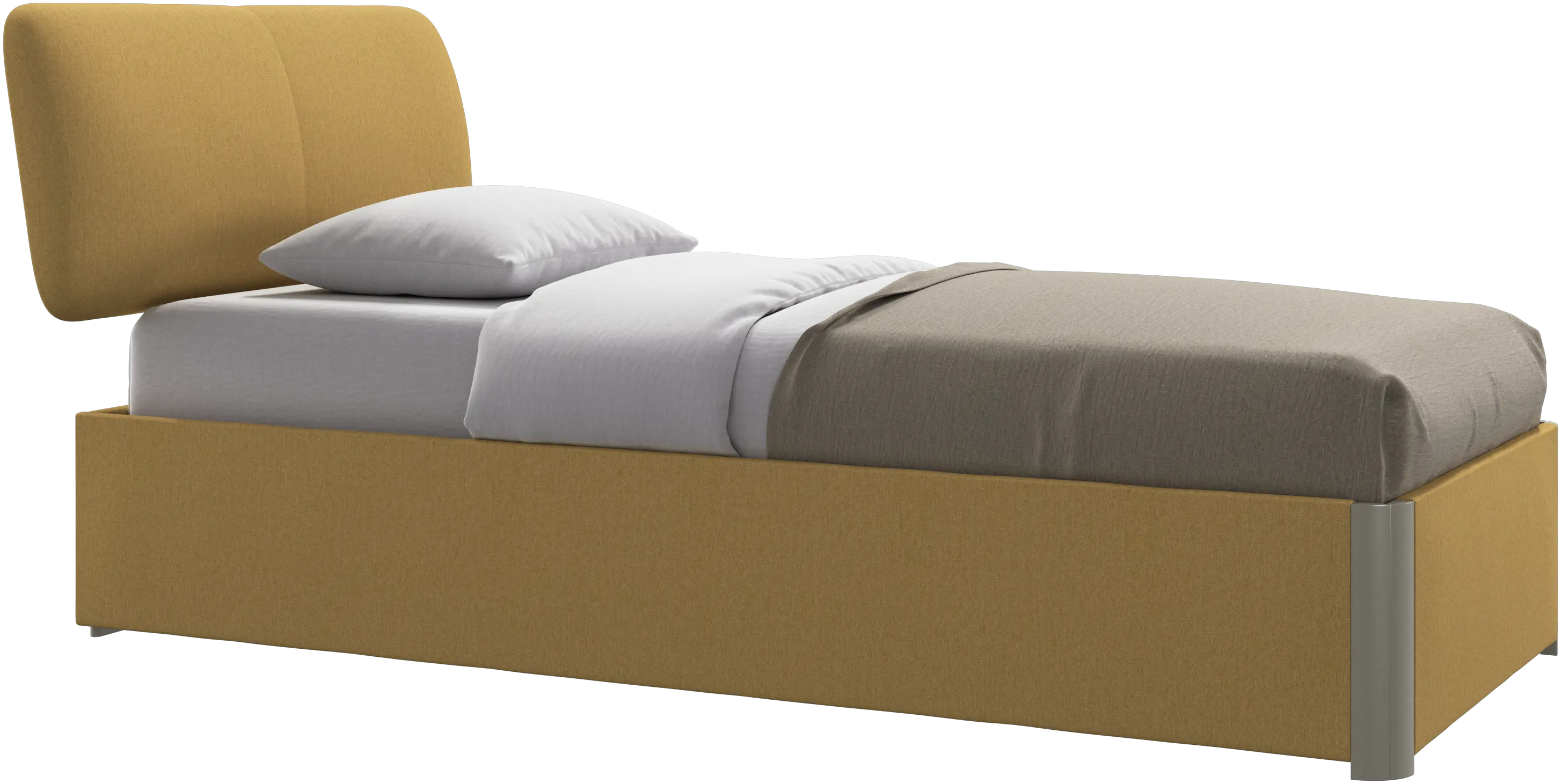 Element lit, tête de lit fixée au lit, avec lattes et solution de stockage, excl. matelas