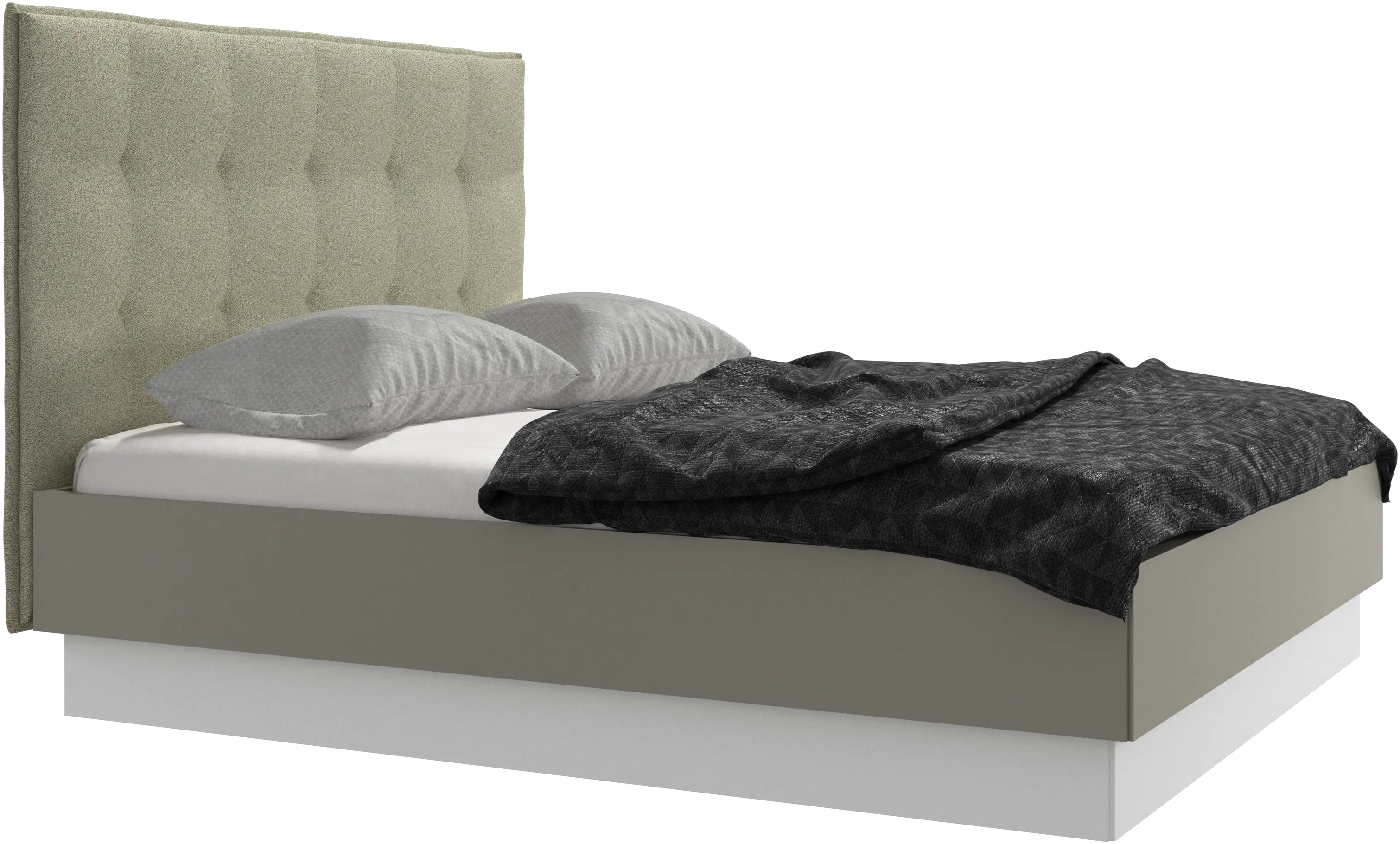 Lit Lugano avec rangement intégré, sommier inclus, hors matelas