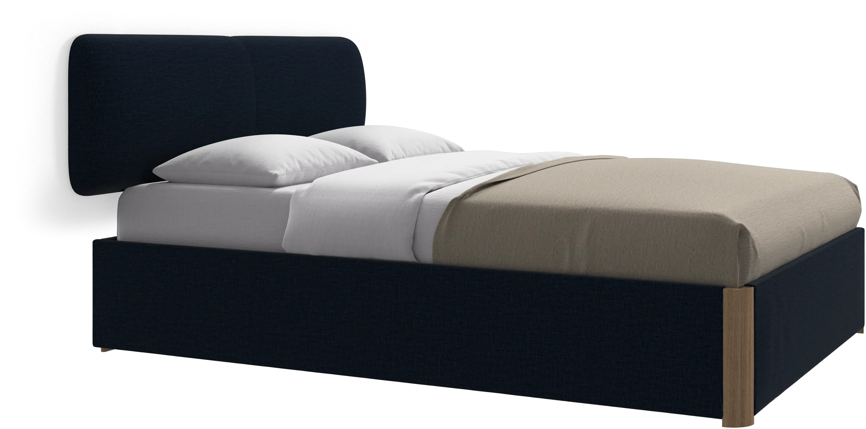 Element cama, cabecero montado en la pared, con láminas y solución de almacenamiento, excl. colchón