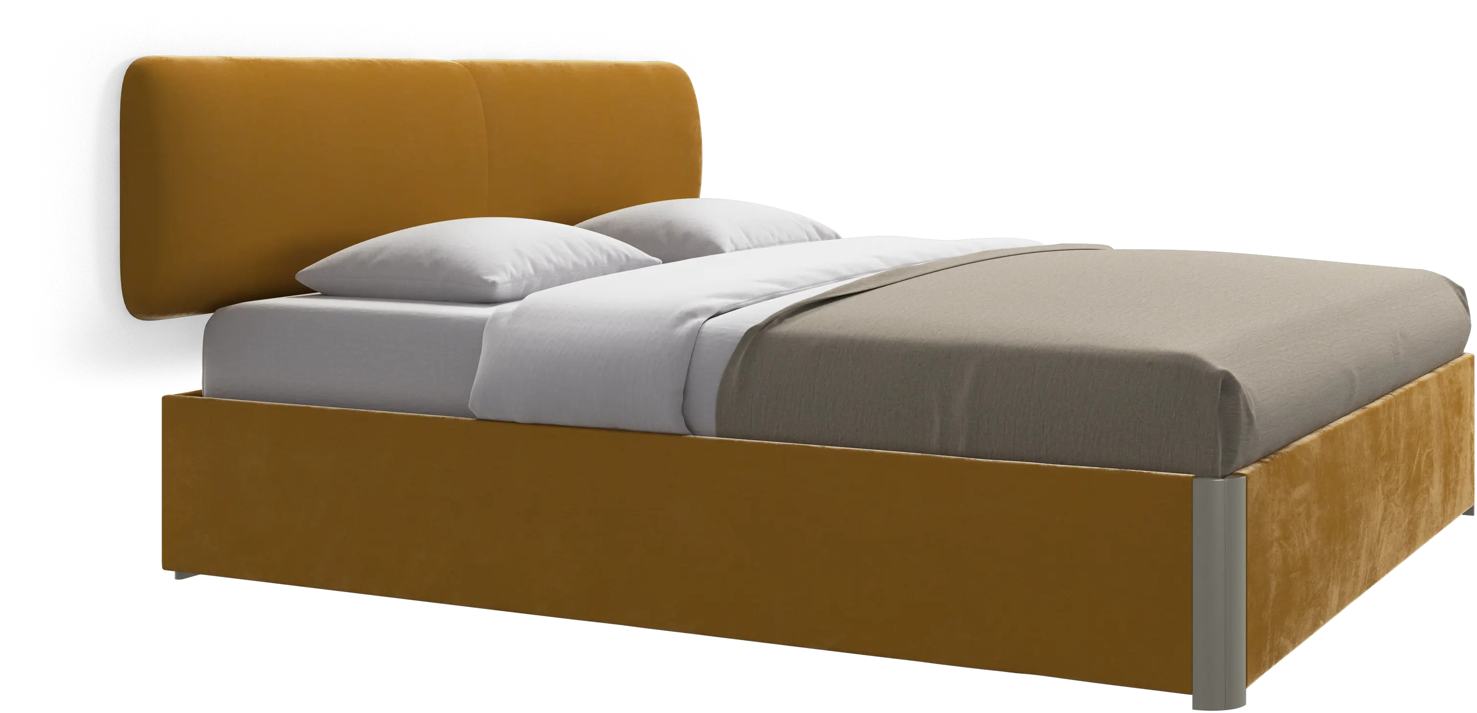 Element lit, tête de lit murale, avec lattes et solution de stockage, excl. matelas