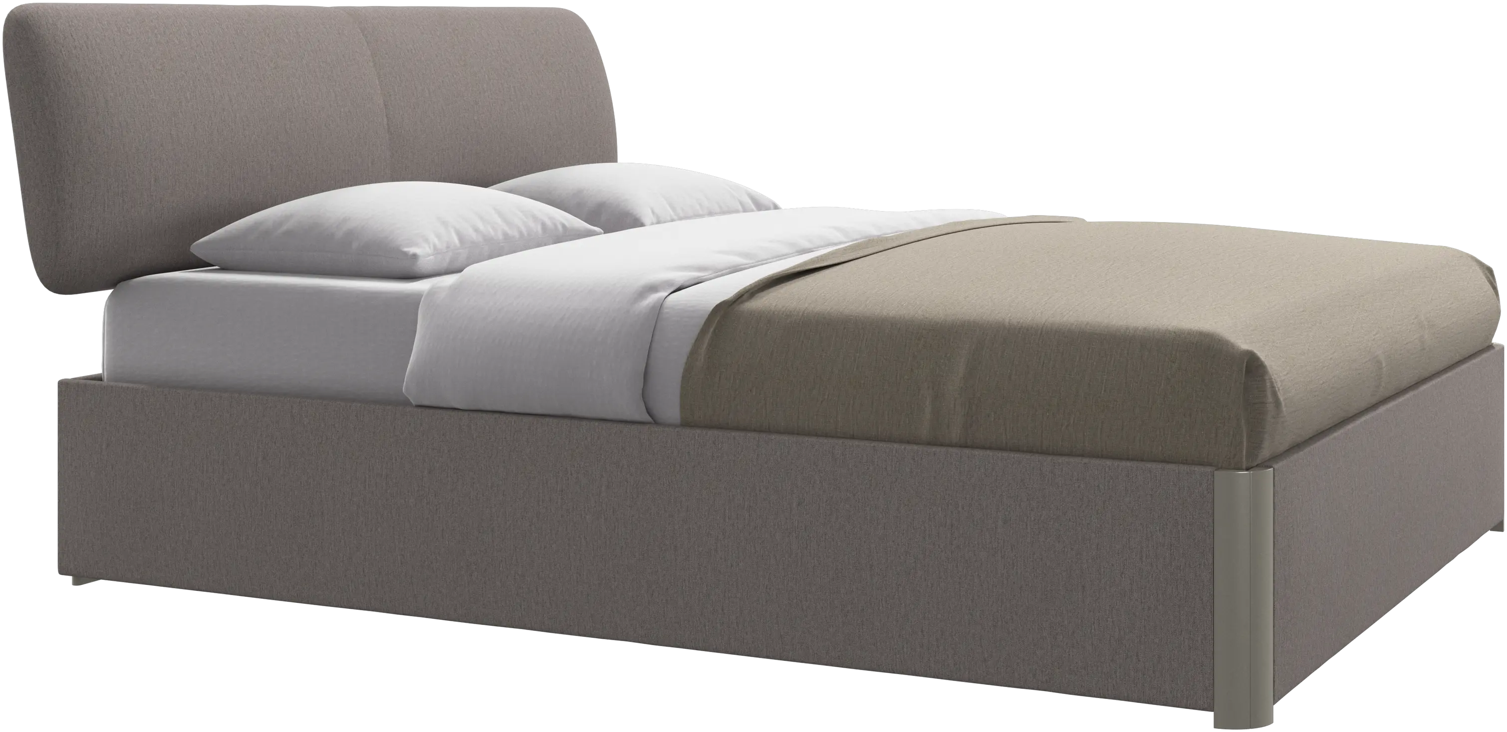 Element lit, tête de lit fixée au lit, avec lattes et solution de stockage, excl. matelas