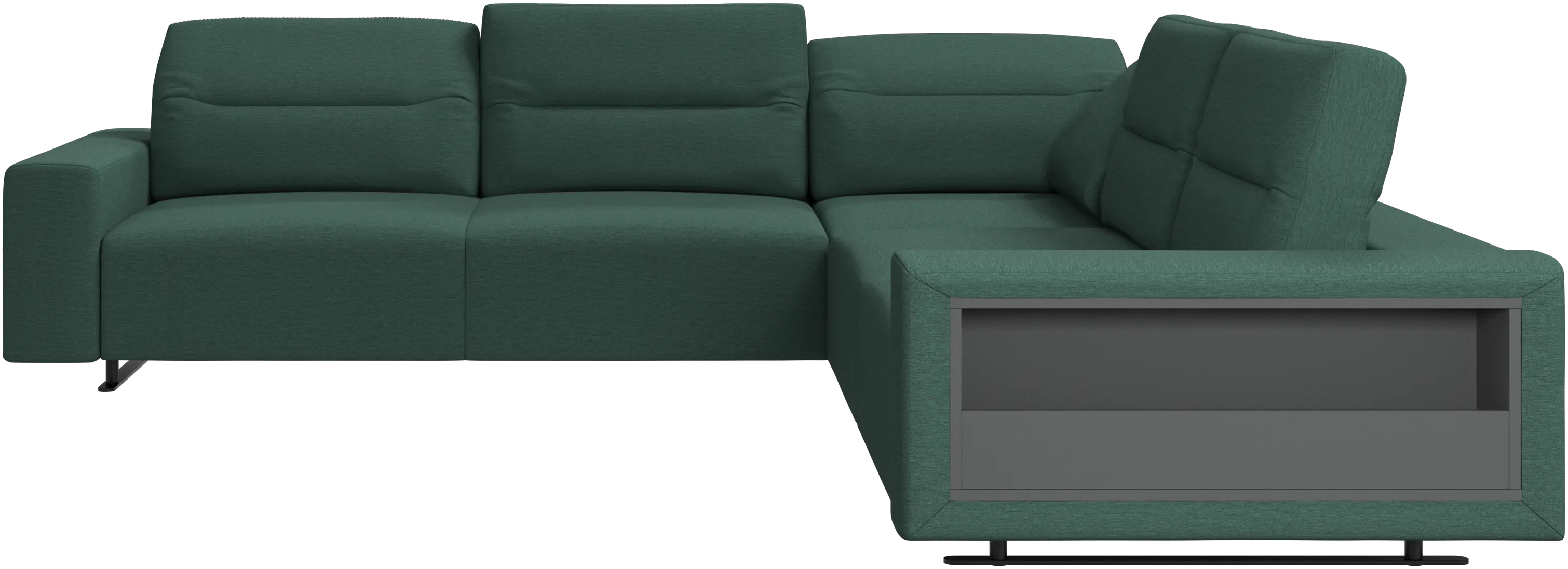 Hampton corner sofa with adjustable back and storage on right side