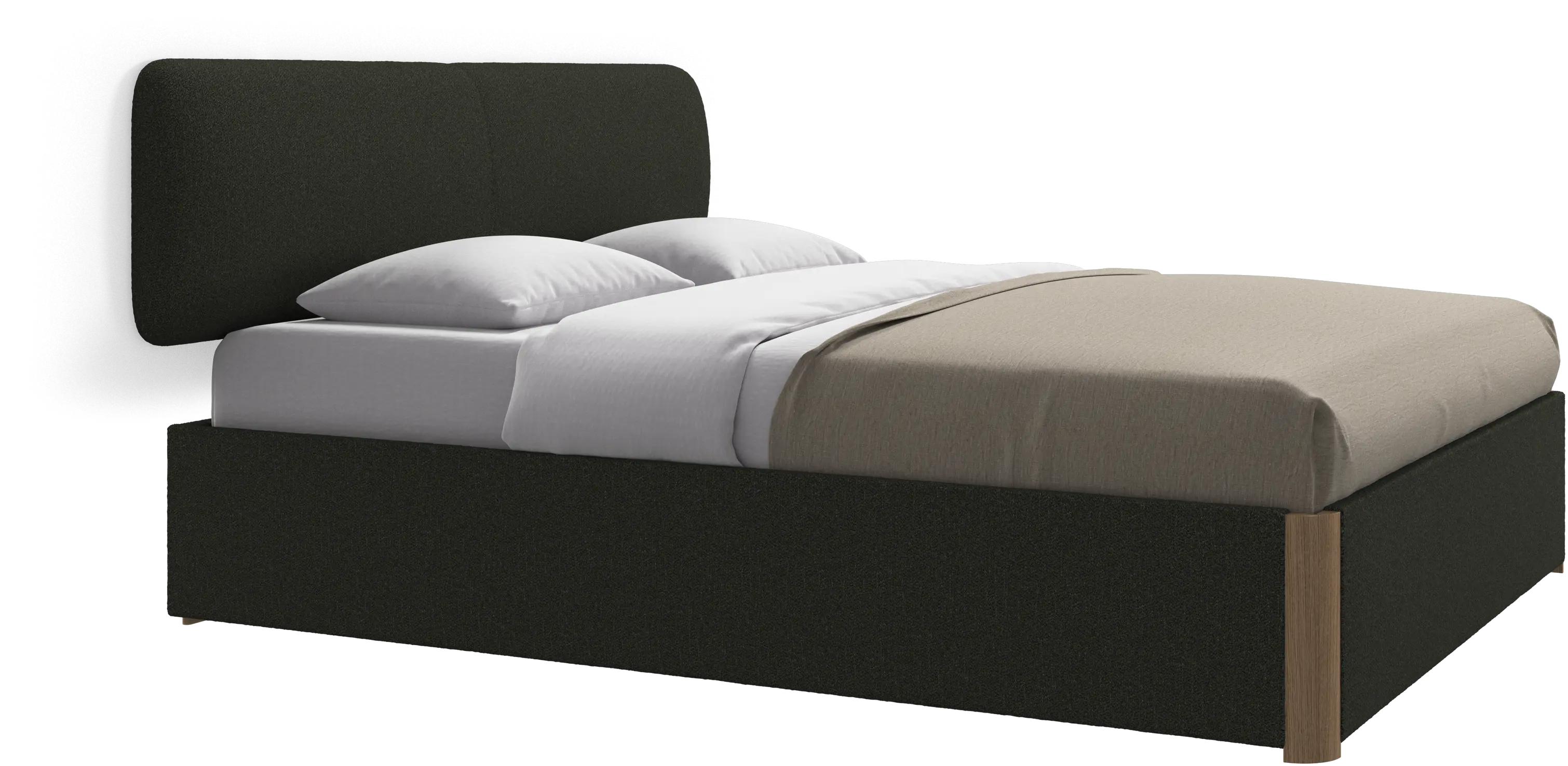 Element cama, cabecero montado en la pared, con láminas y solución de almacenamiento, excl. colchón