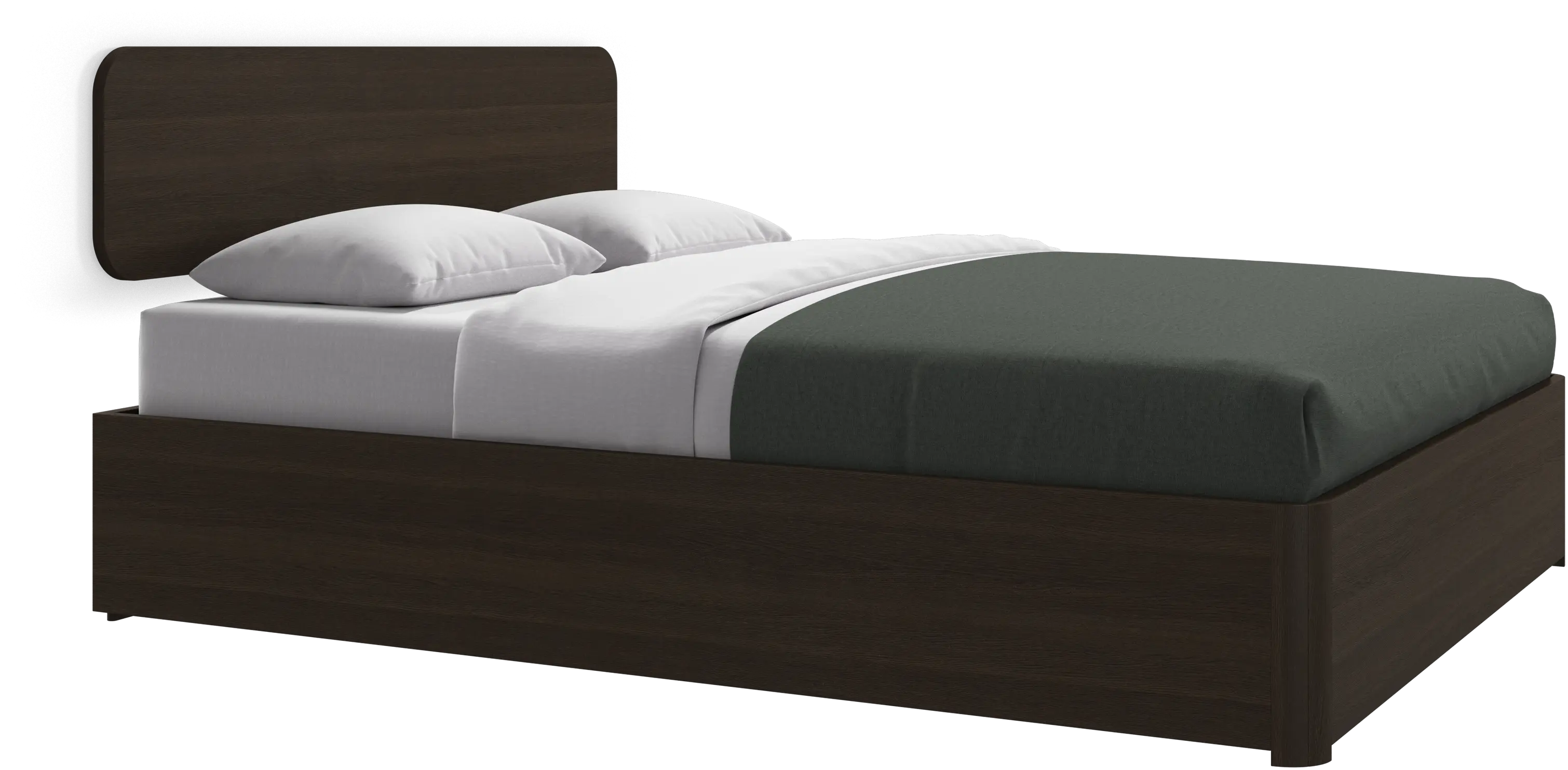Element cama, cabecero montado en la pared, con láminas y solución de almacenamiento, excl. colchón