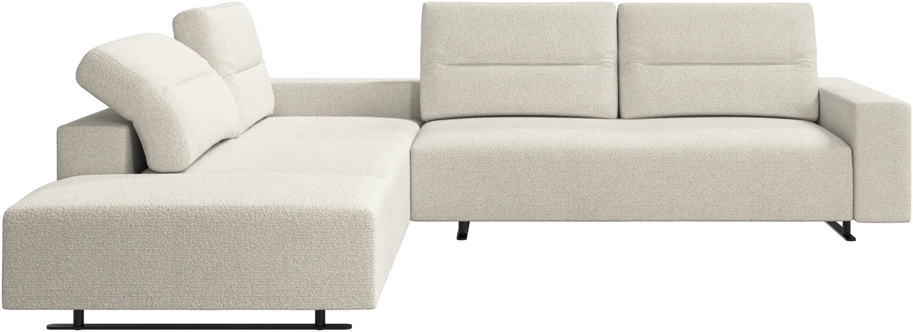 Hampton corner sofa with adjustable back and storage on right side