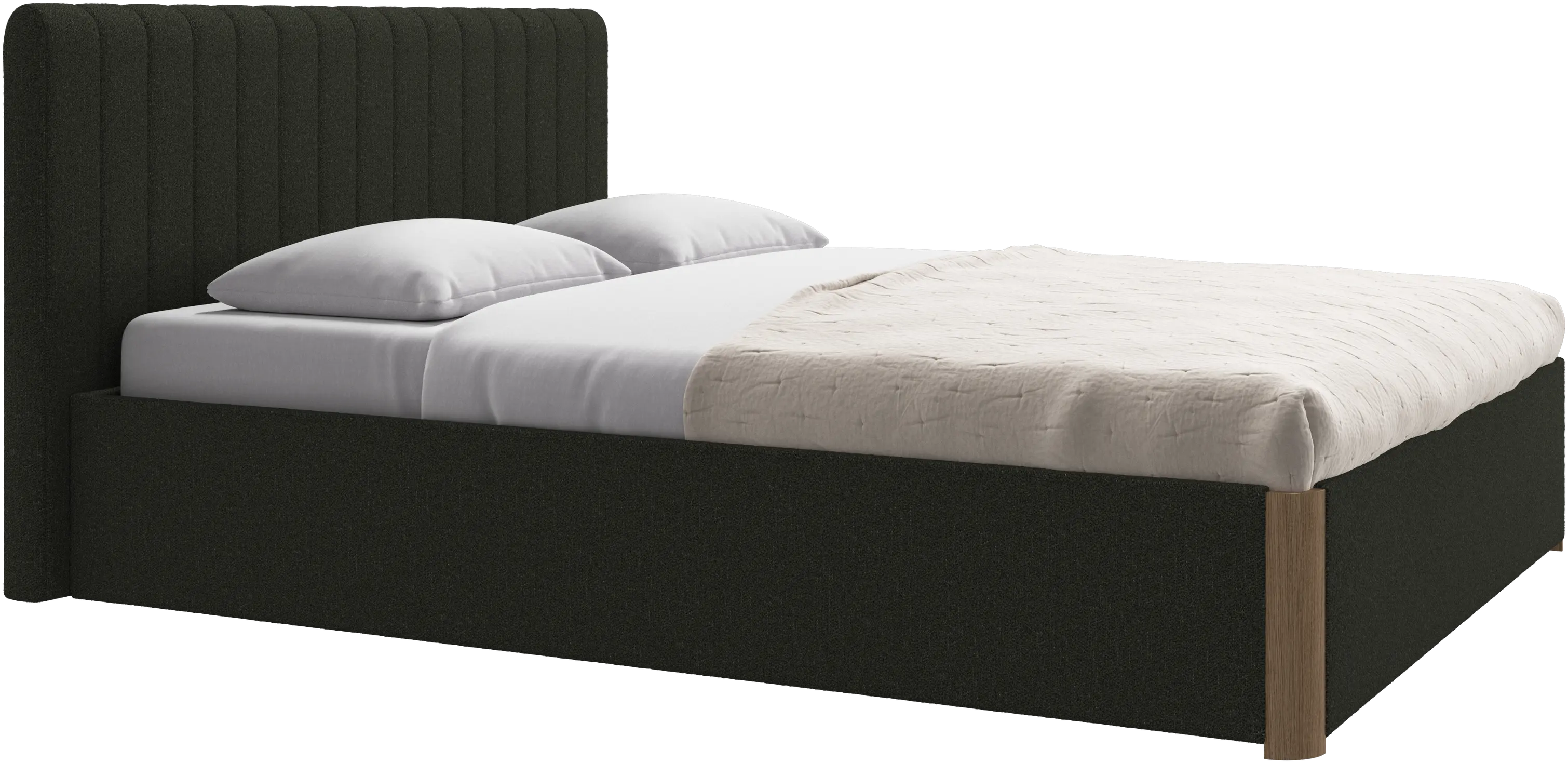 Element bed, bed-mounted headboard, with slats and storage solution, excl. mattress