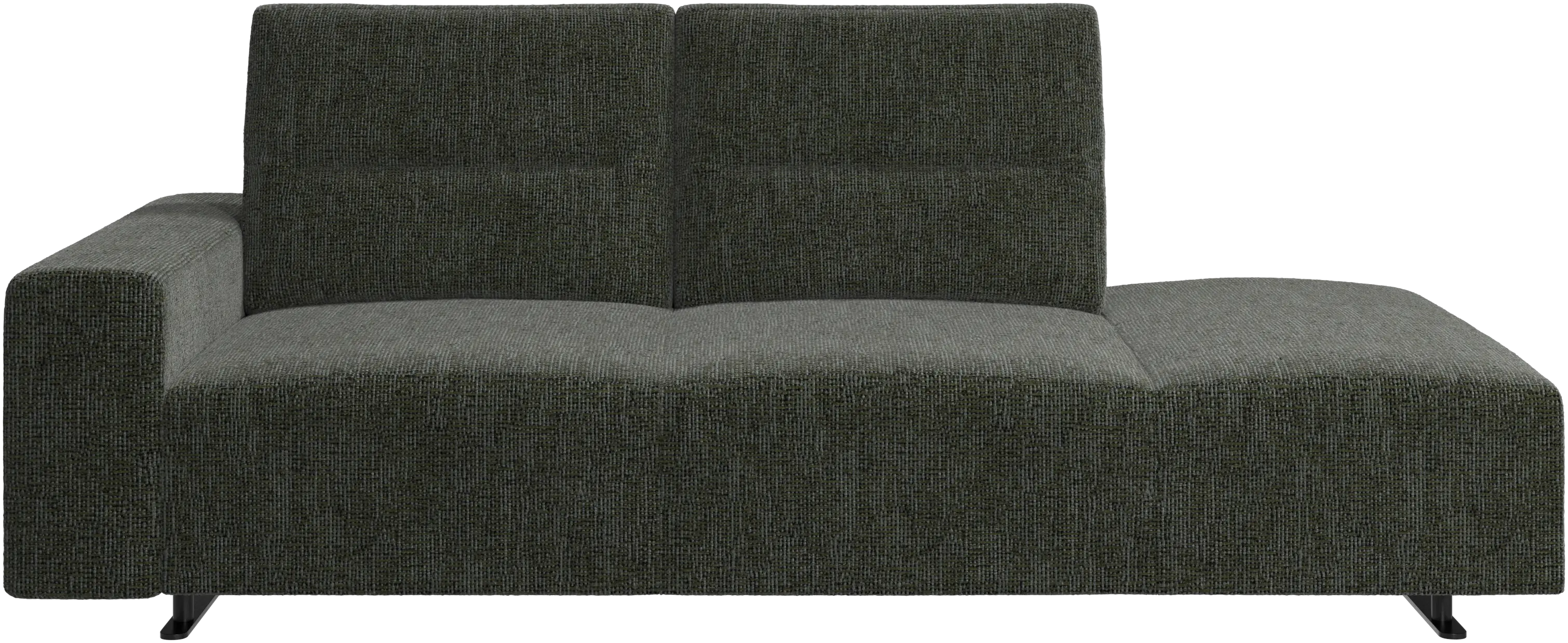Hampton sofa with adjustable back and lounging unit right side, armrest left