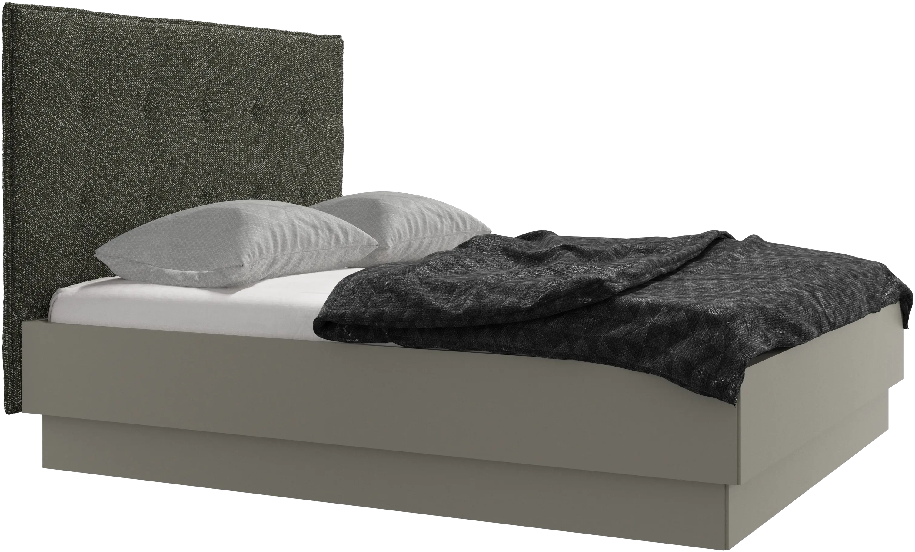 Lit Lugano avec rangement intégré, sommier inclus, hors matelas