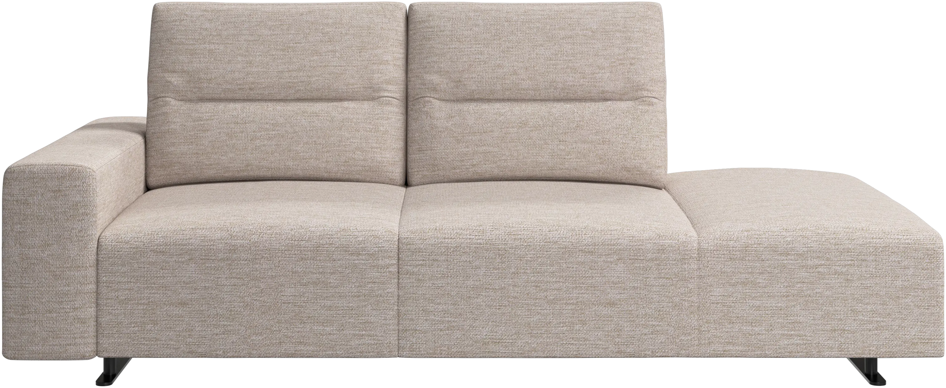 Hampton sofa with adjustable back and lounging unit right side, armrest left