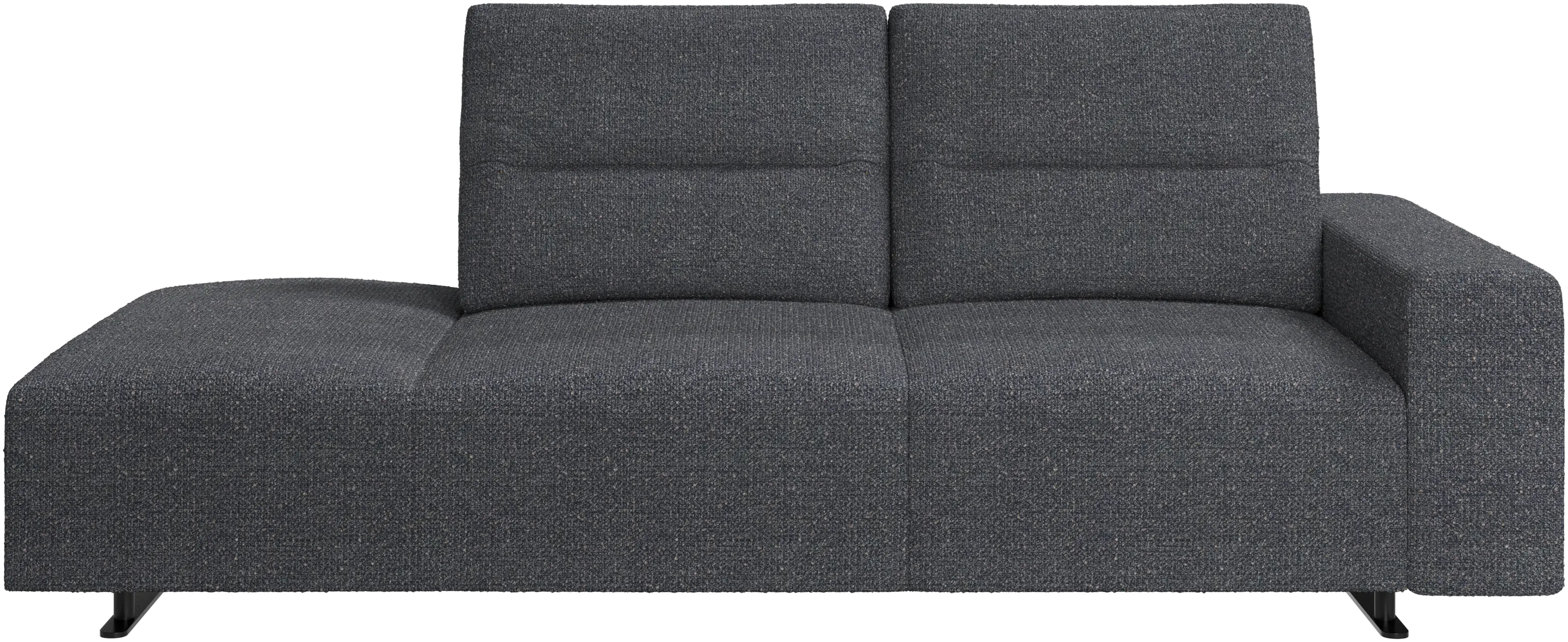 Hampton soffa med justerbart ryggstöd och loungemodul på vänster sida, armstöd på höger