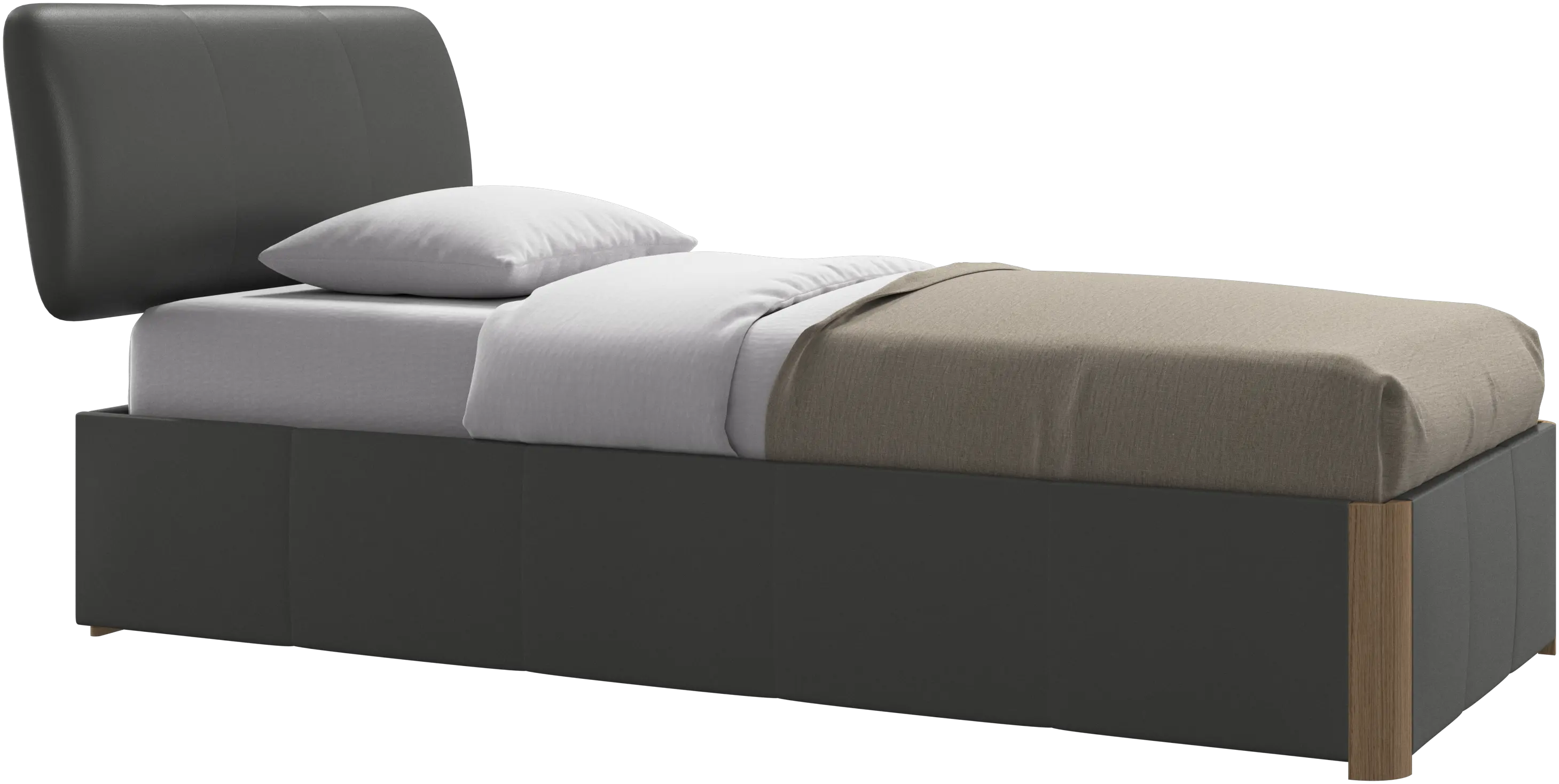 Element lit, tête de lit fixée au lit, avec lattes et solution de stockage, excl. matelas