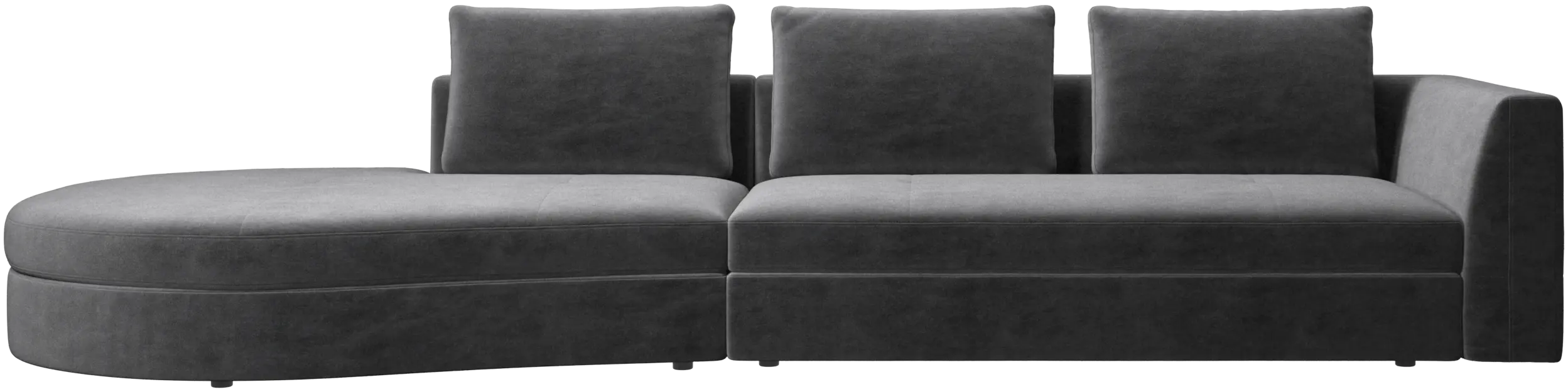 Bergamo sofa with round lounging unit, left