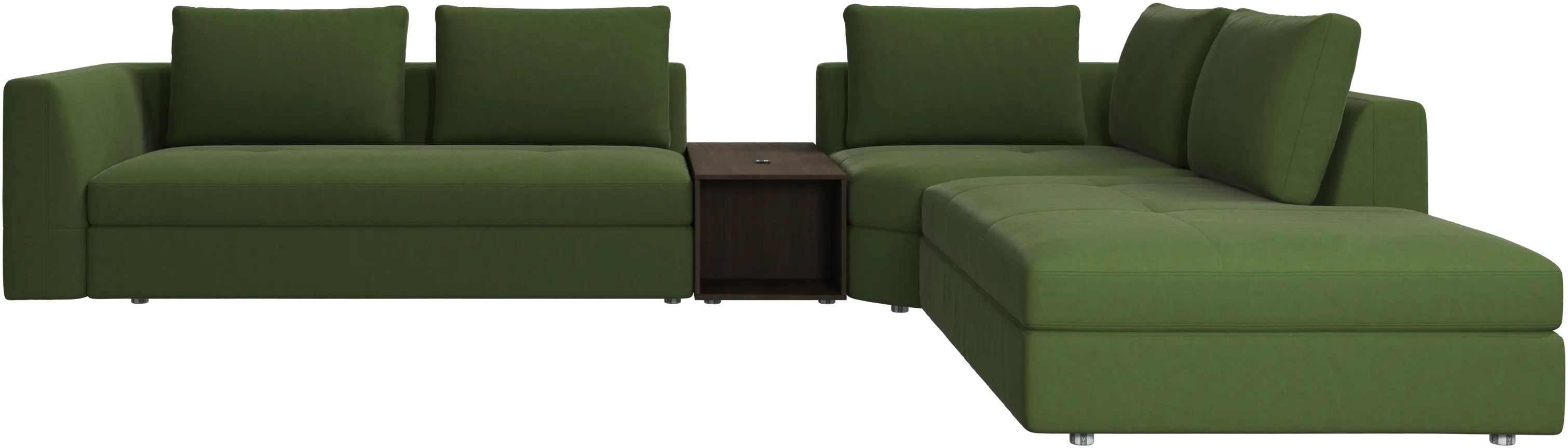 Bergamo corner sofa with lounging unit and footstool w/storage