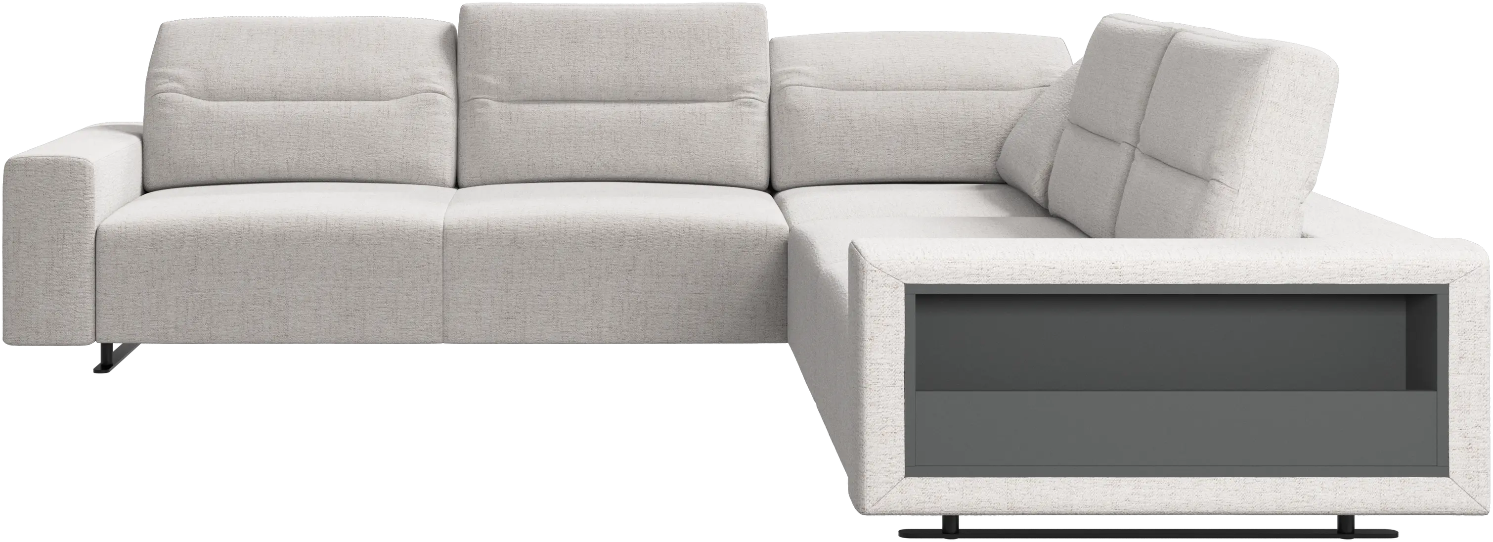 Hampton corner sofa with adjustable back and storage on right side