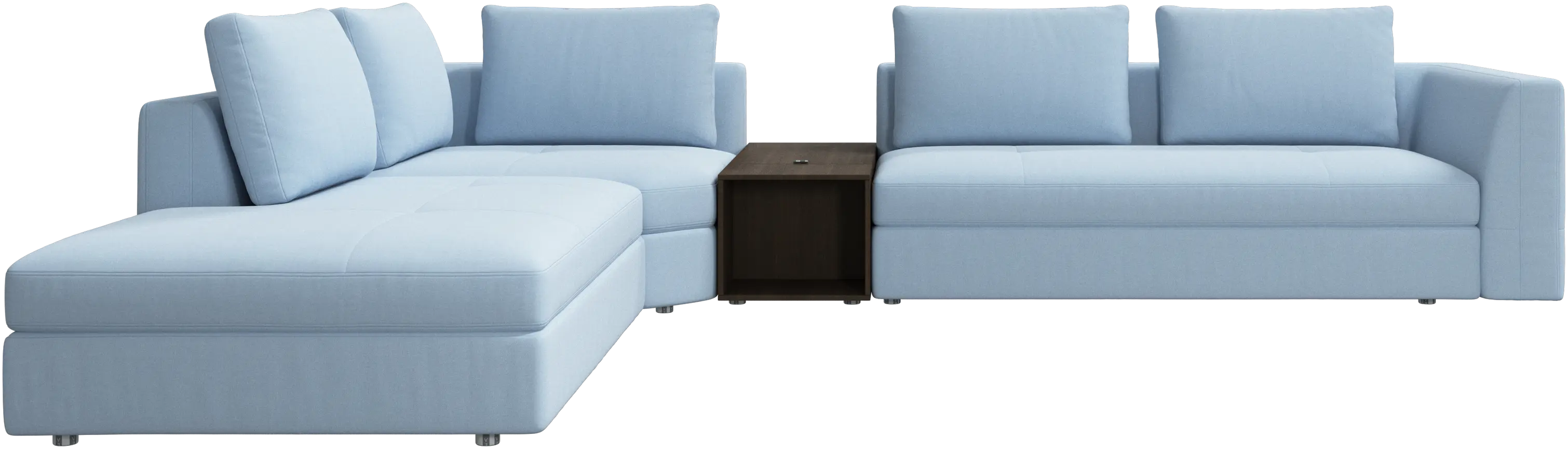 Bergamo corner sofa with lounging unit and footstool w/storage
