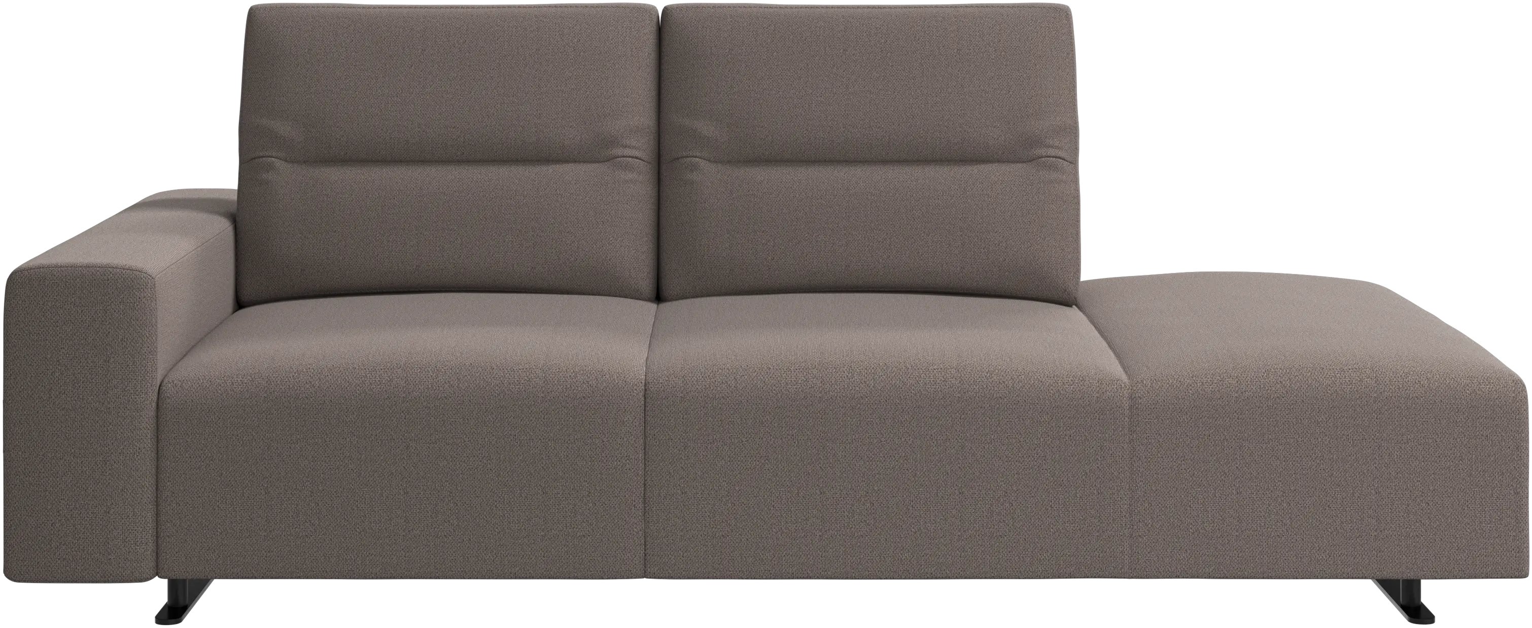 Hampton sofa with adjustable back and lounging unit right side, armrest left