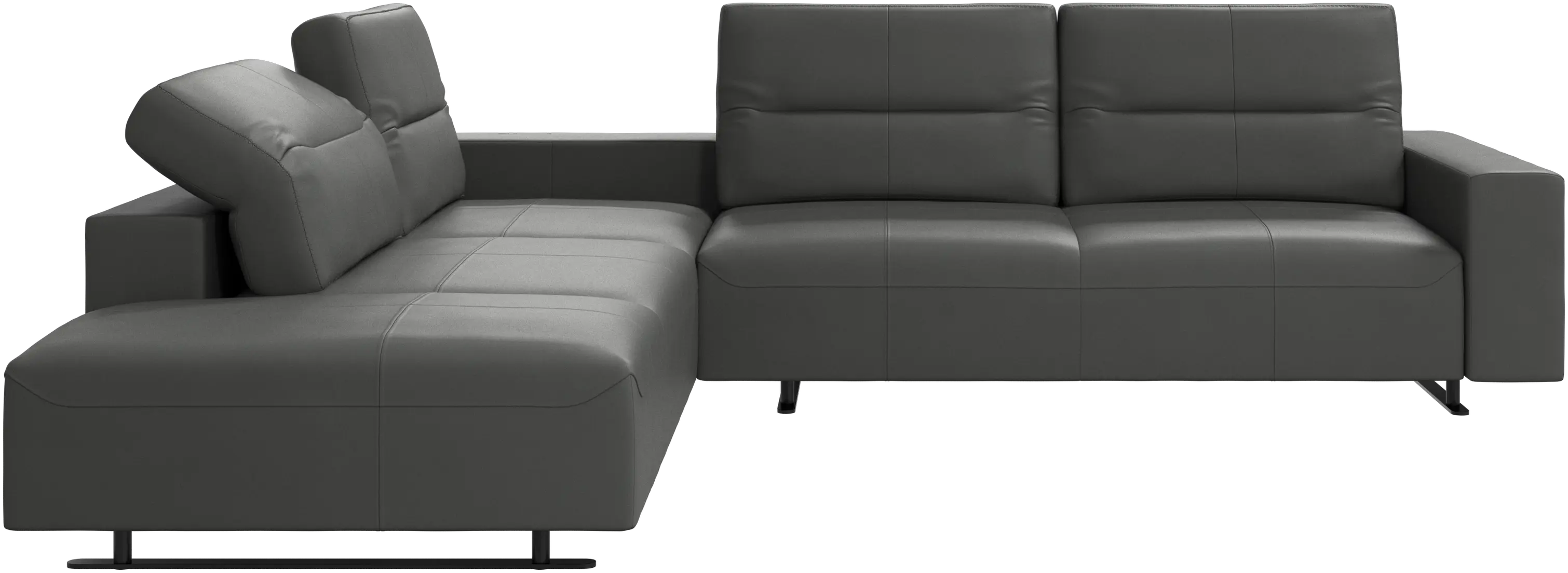 Hampton corner sofa with adjustable back and storage on right side