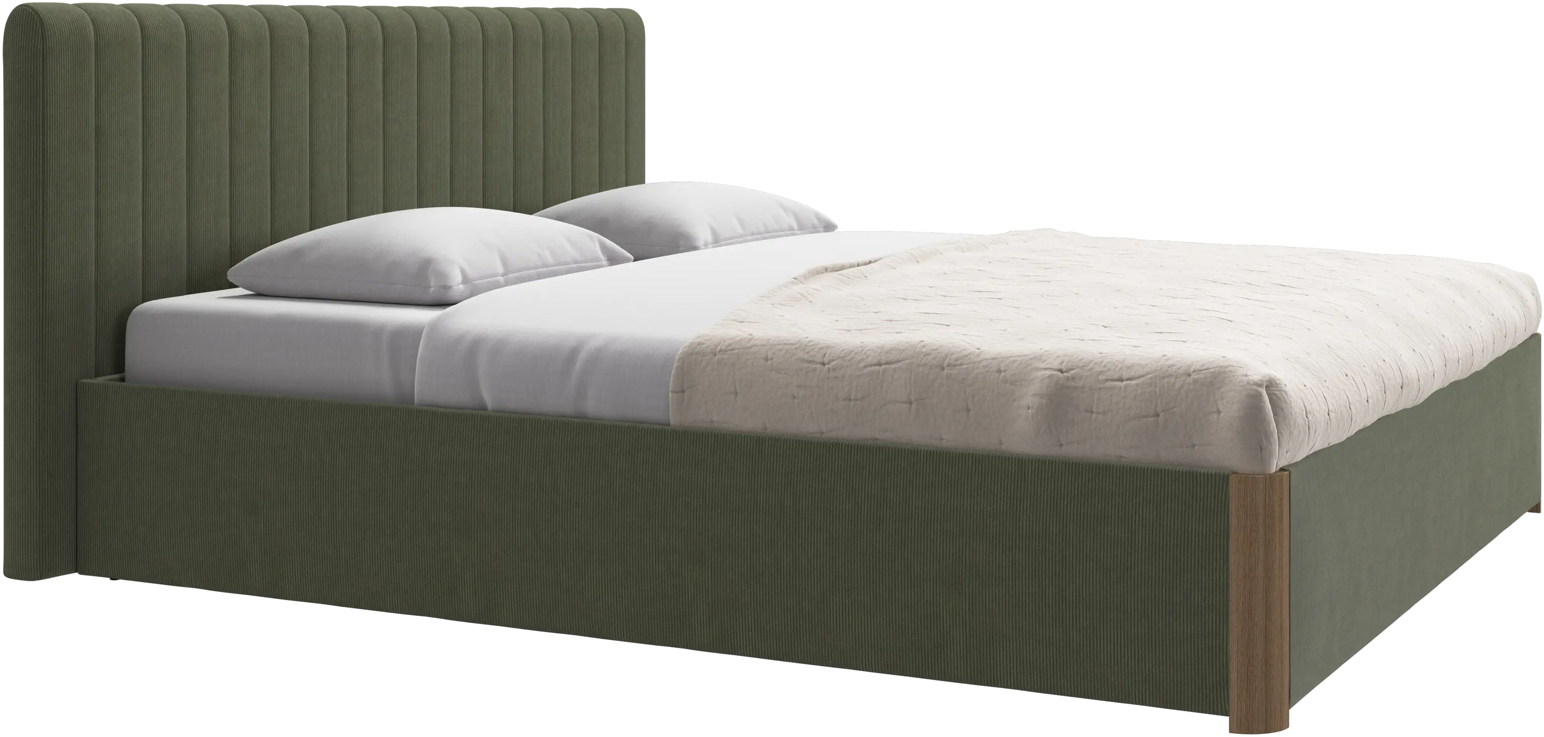 Element bed, bed-mounted headboard, with slats and storage solution, excl. mattress