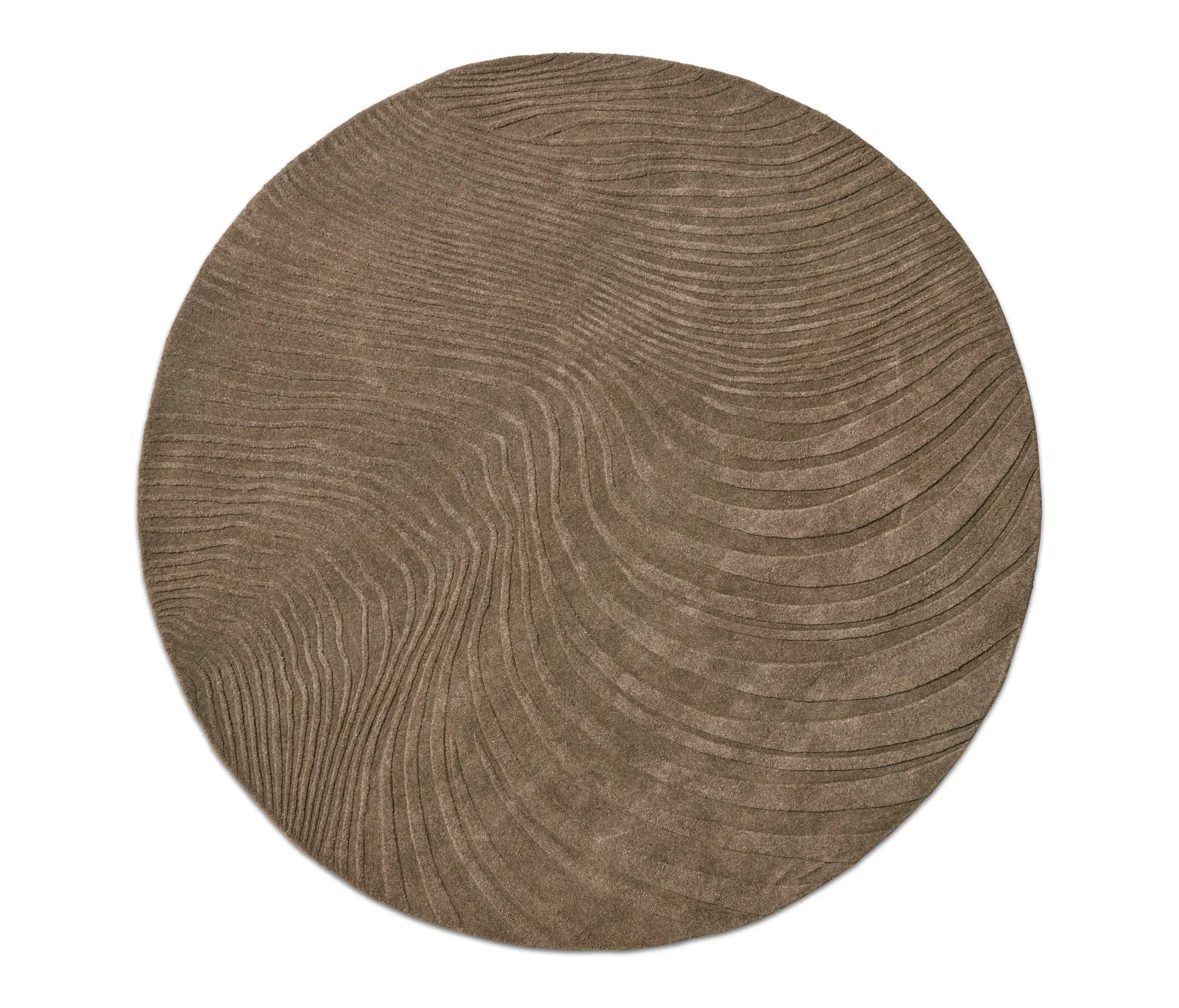 Rugs Tapis Furrow, marron. Ø250cm -50%
