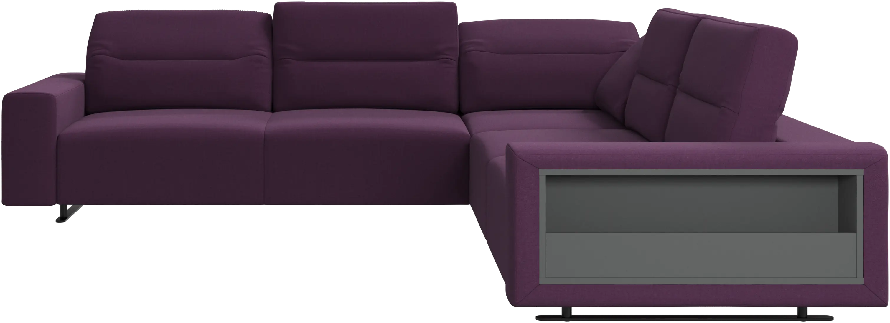 Hampton corner sofa with adjustable back and storage on right side