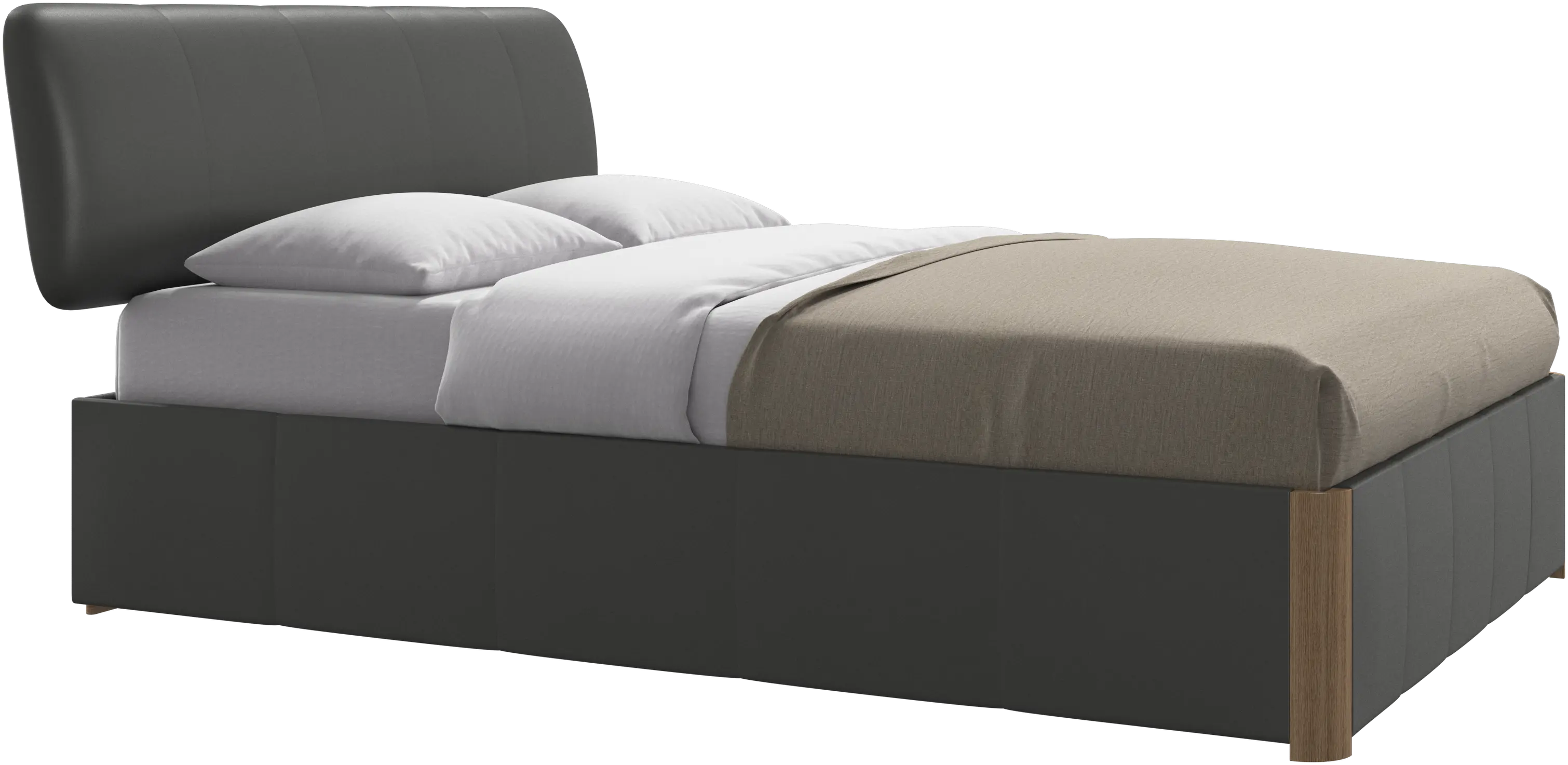 Element bed, bed-mounted headboard, with slats and storage solution, excl. mattress