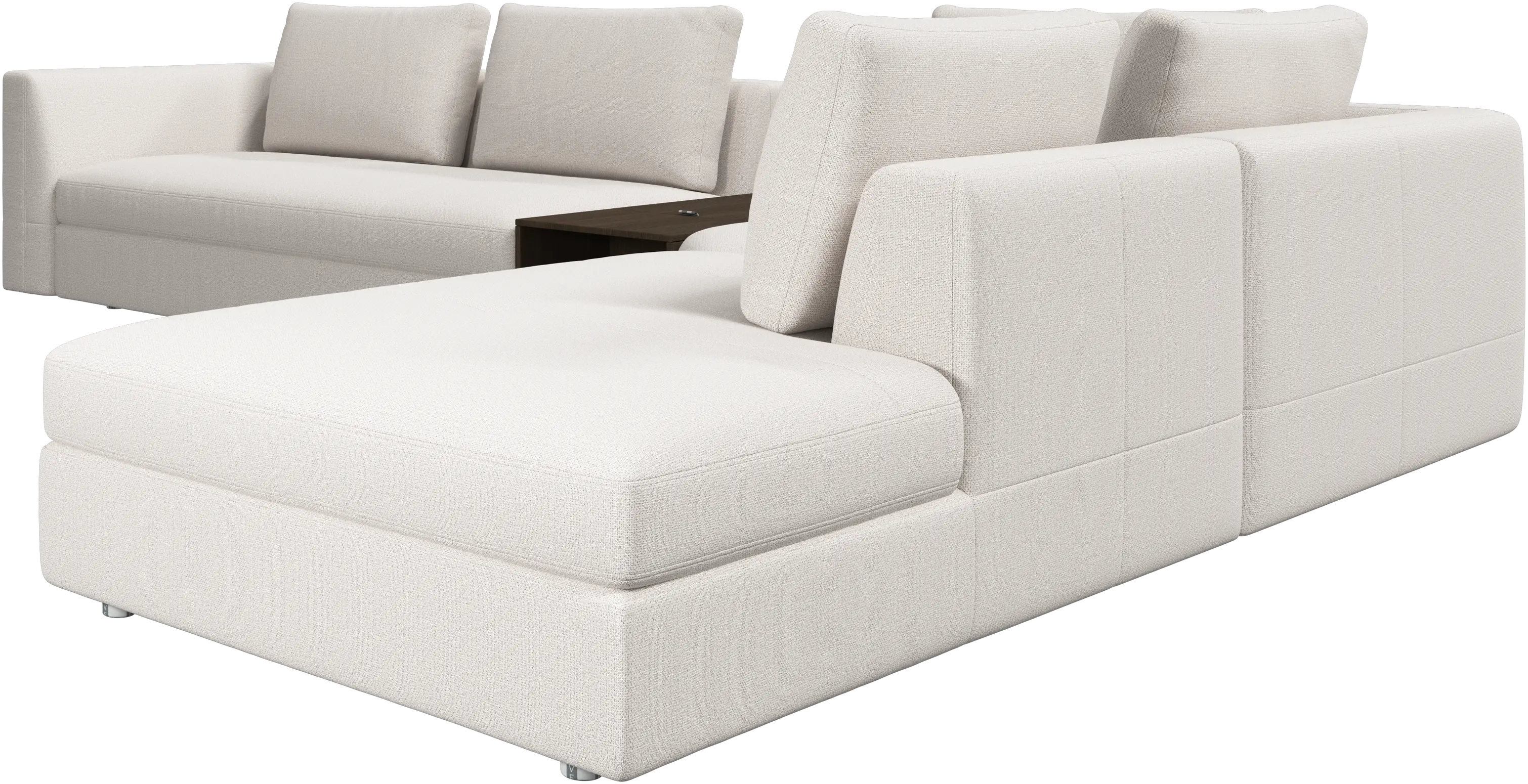 Bergamo corner sofa with lounging unit and footstool w/storage