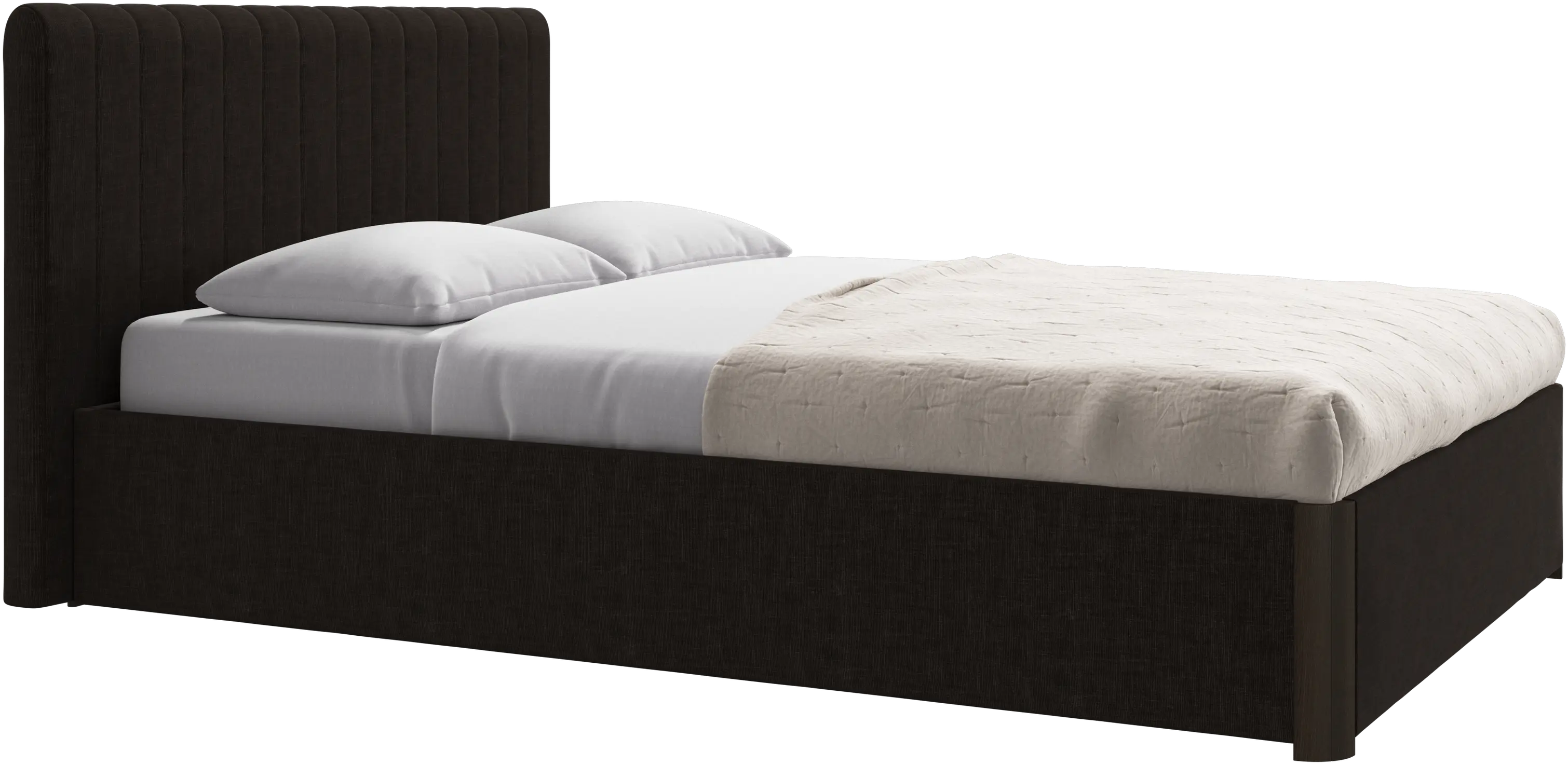 Element bed, bed-mounted headboard, with slats and storage solution, excl. mattress