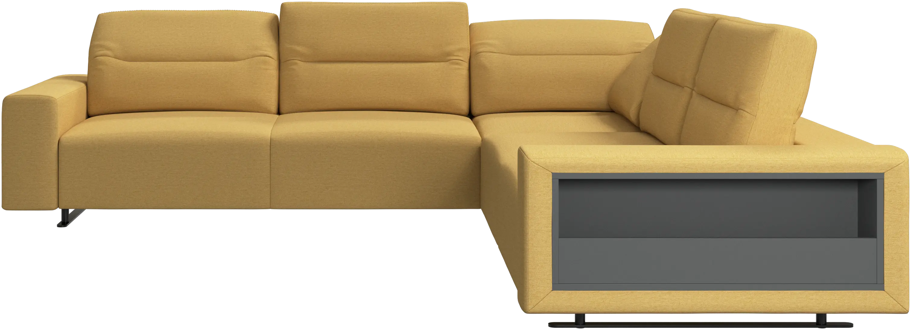 Hampton corner sofa with adjustable back and storage on right side
