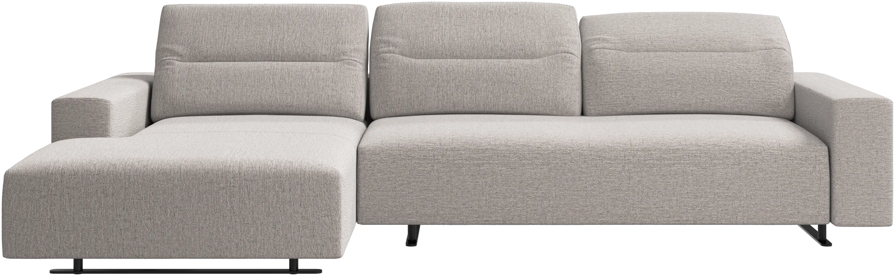 Hampton sofa with adjustable back, resting unit and storage both sides
