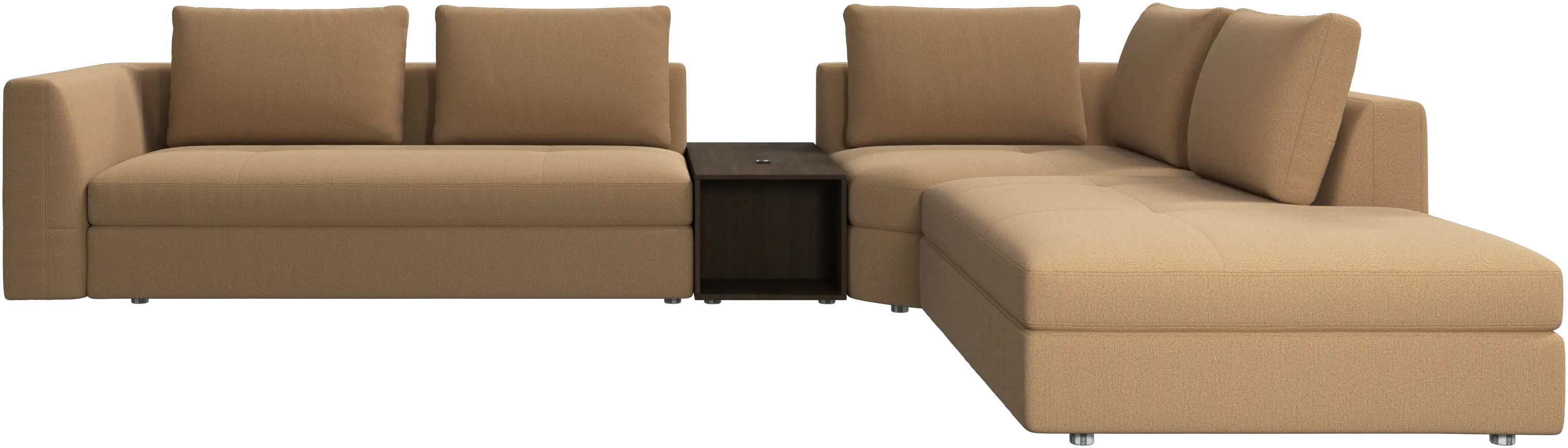 Bergamo corner sofa with lounging unit and footstool w/storage