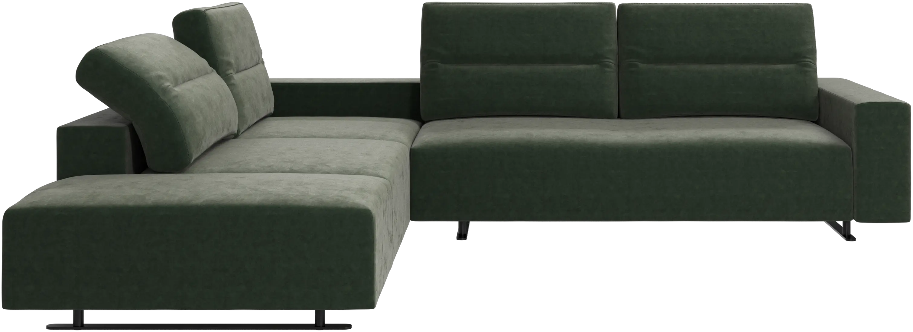 Hampton corner sofa with adjustable back and storage on right side