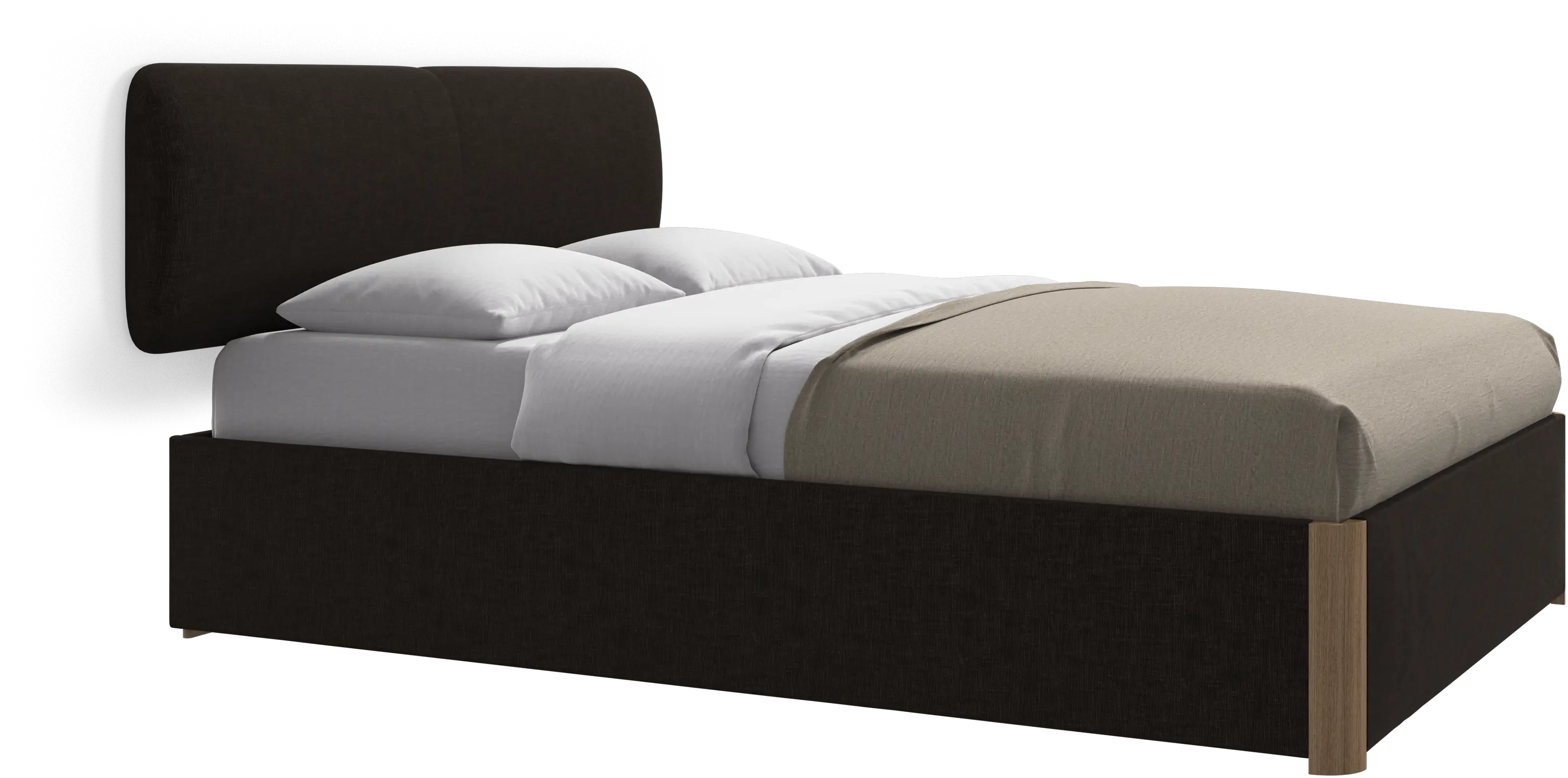 Element cama, cabecero montado en la pared, con láminas y solución de almacenamiento, excl. colchón
