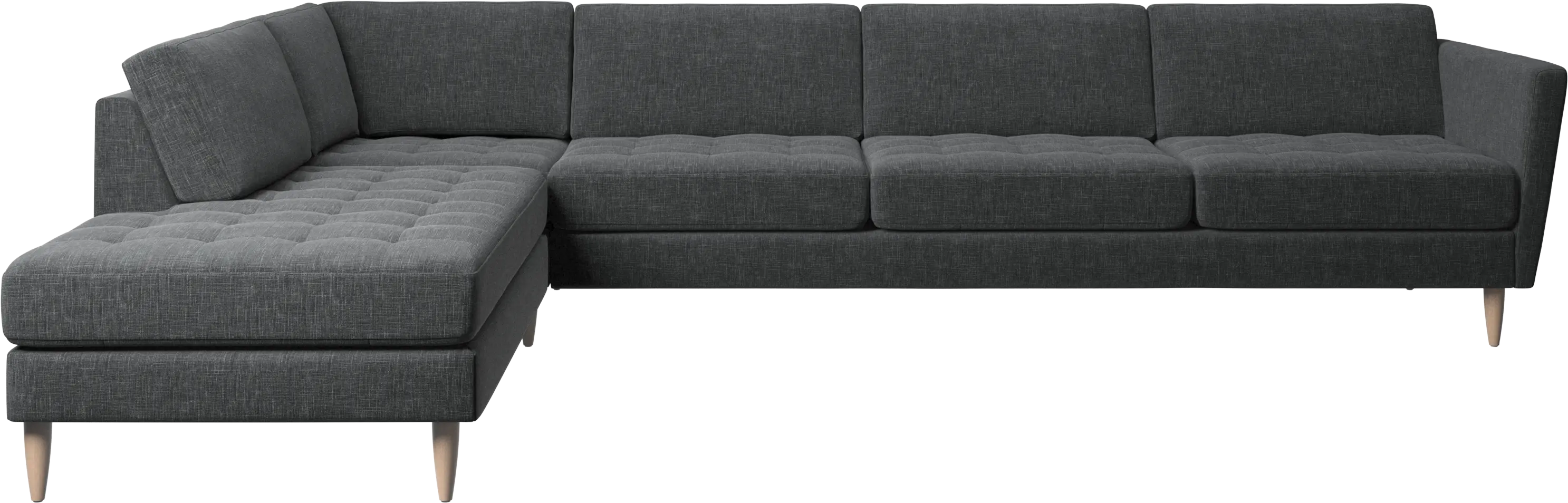 Osaka corner sofa with lounging unit, tufted seat