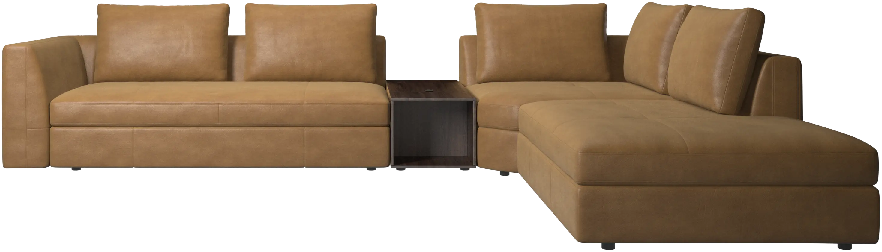 Bergamo corner sofa with lounging unit and footstool w/storage