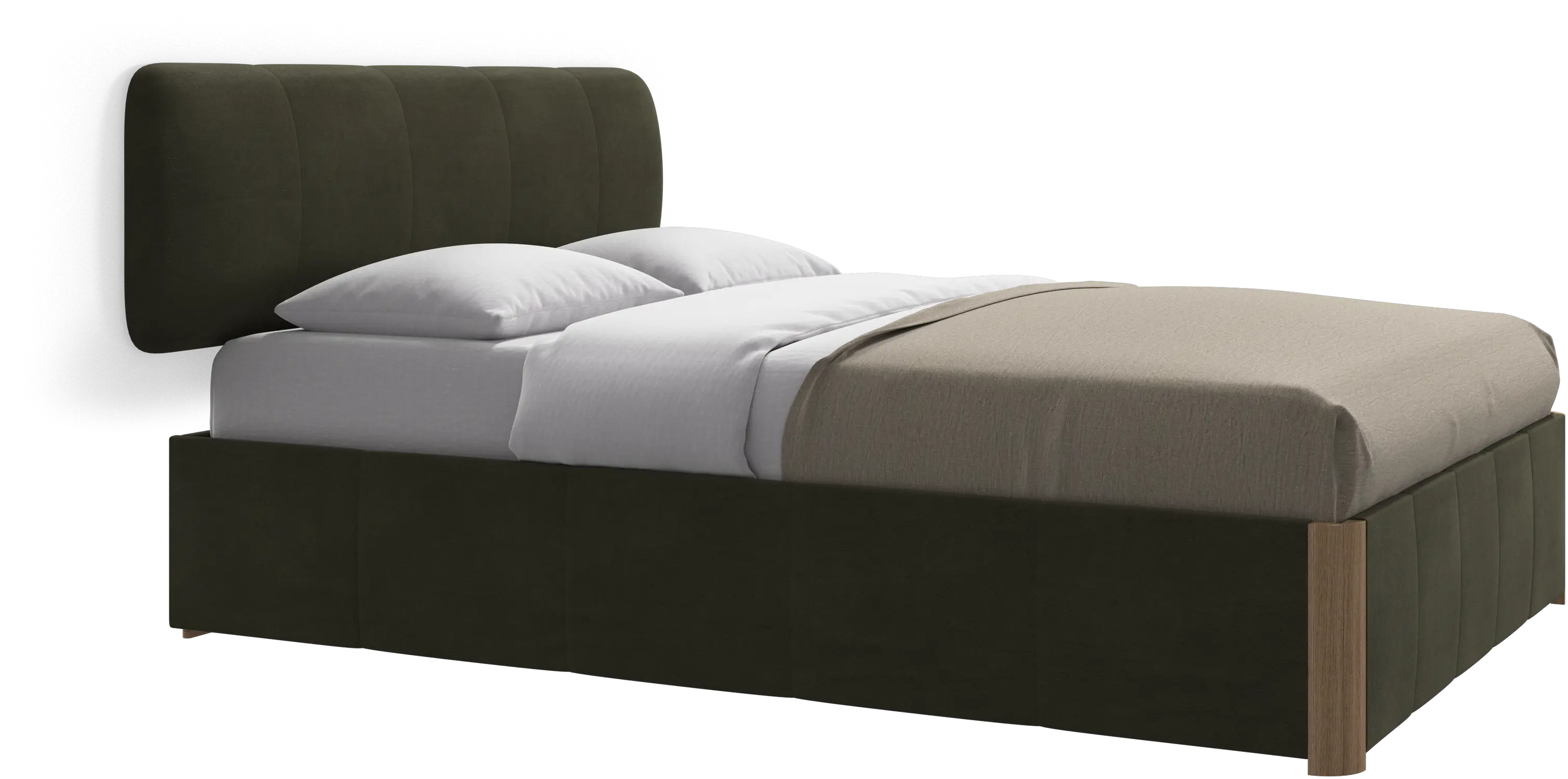 Element bed, wall-mounted headboard, with slats and storage solution, excl. mattress