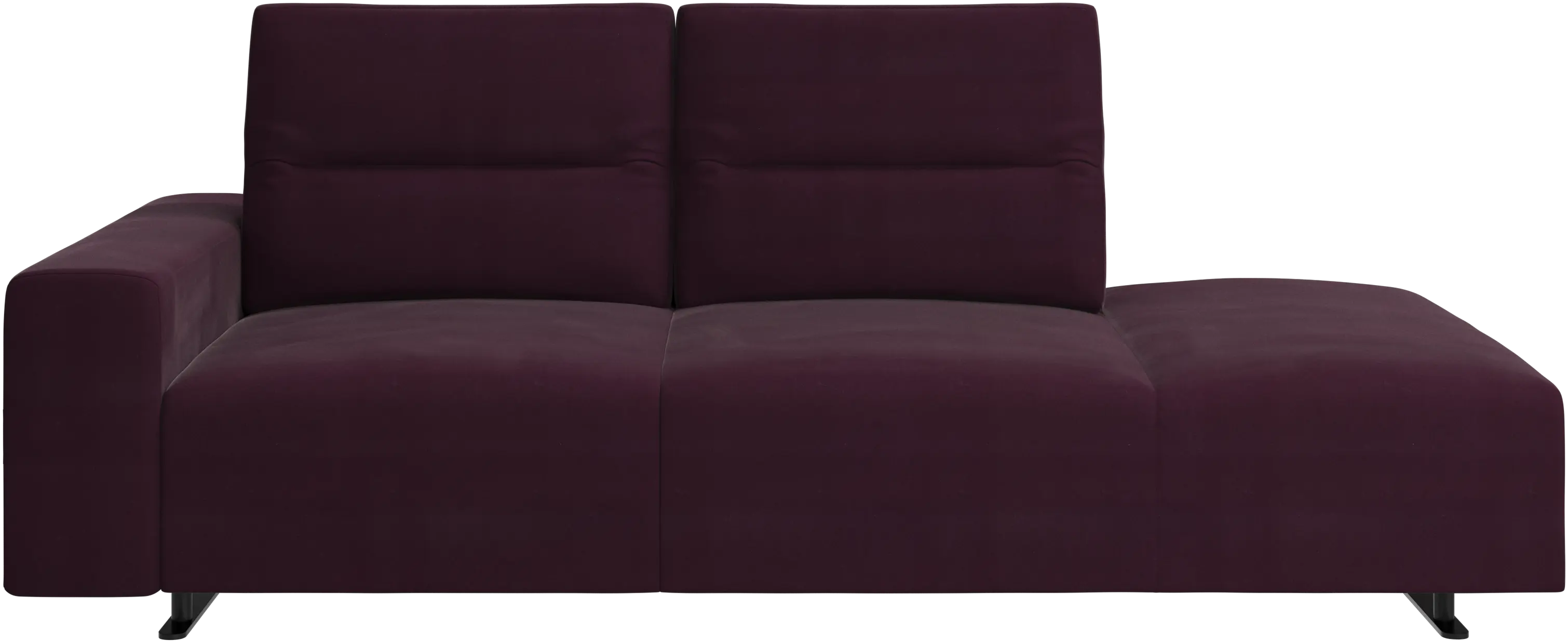 Hampton sofa with adjustable back and lounging unit right side, armrest left