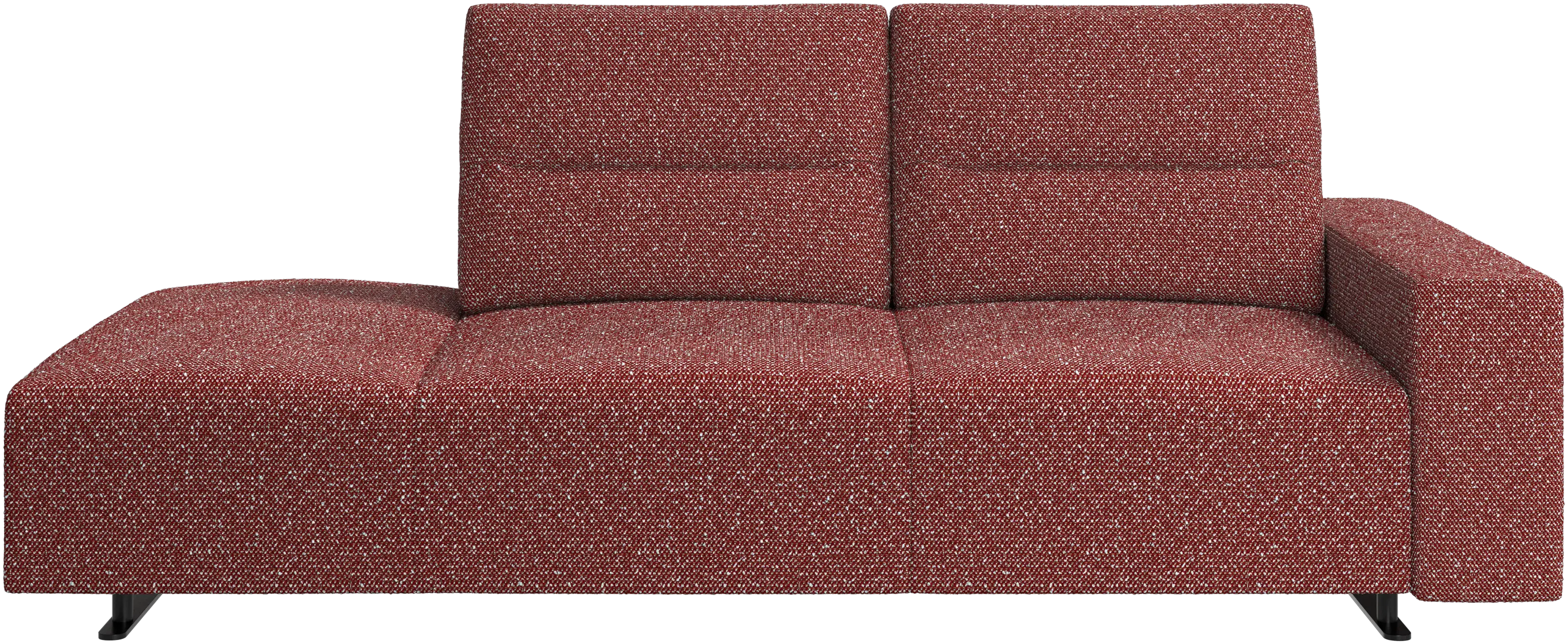 Hampton sofa with adjustable back and lounging unit left side, storage and armrest right side