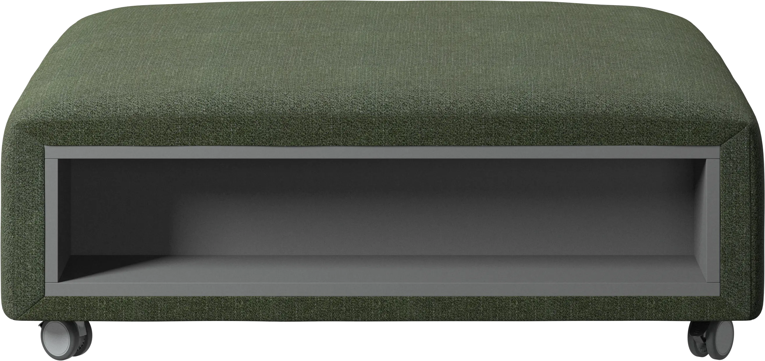 Hampton pouf on wheels with storage left and right sides